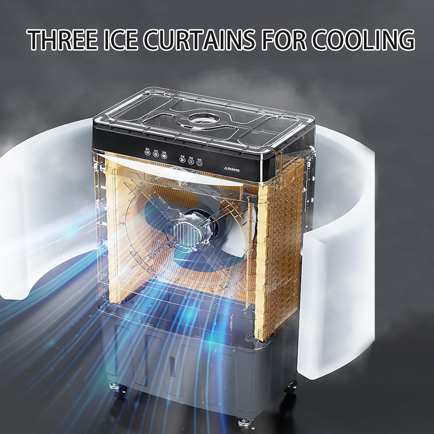 3-Speed Portable Air Conditioner Evaporative Cooler with Extra-Large Water Tank for Enhanced Cooling EfficiencySuitable for Large Rooms Gray 23.2in*15.7in*51.2in