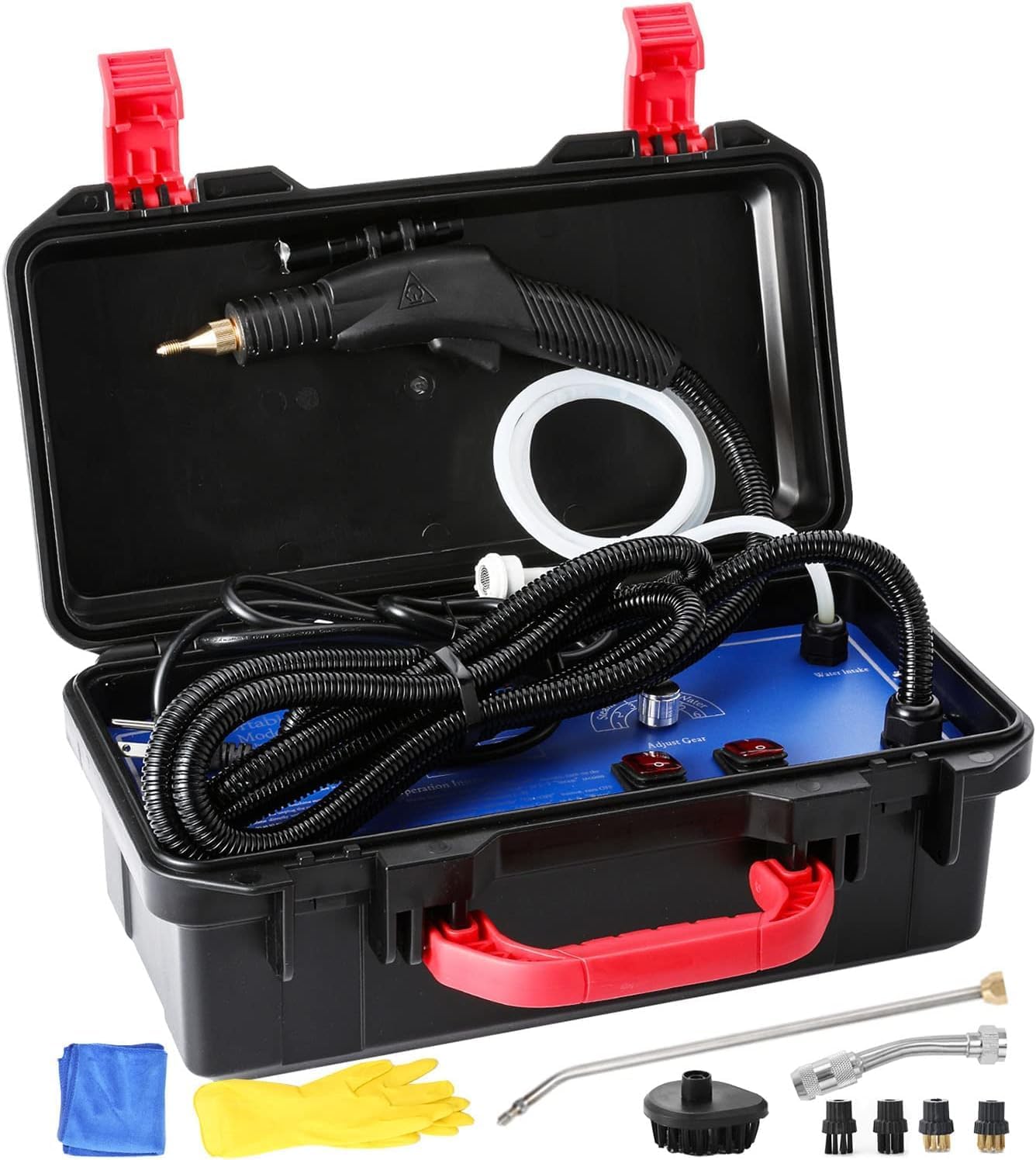 Moongiantgo High Pressure Steam Cleaner, 1700W Power High Temp Portable Handheld Cleaning Machine for Car Detailing, Tankless Heavy Duty for Home Use Kitchen Bathroom Grout Tile