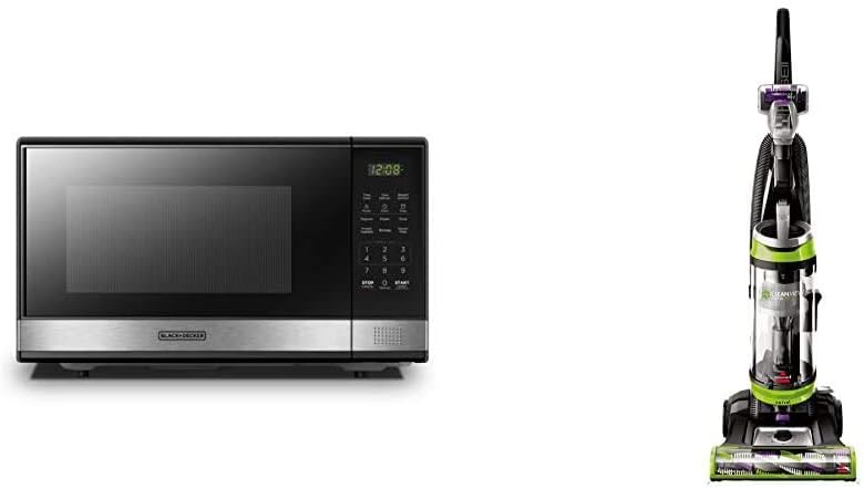 BLACK+DECKER Digital Microwave Oven (1.1 Cu.ft) and BISSELL CleanView Swivel Upright Bagless Vacuum