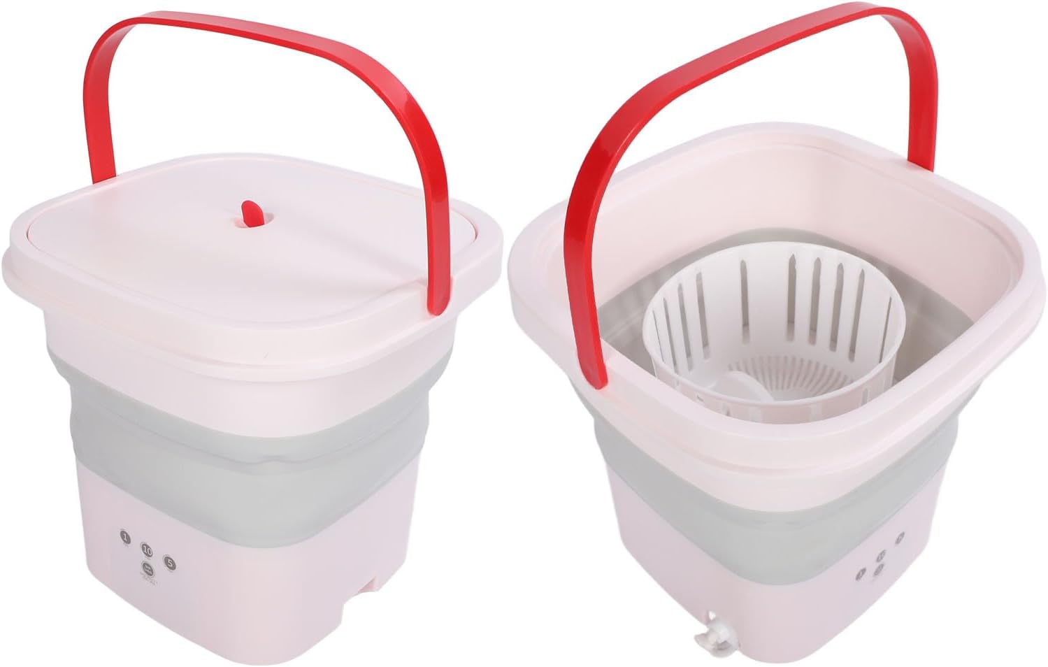 Pomya Foldable Washing Machine, Negative Ion Technology Mini Foldable Washer US Plug 100 To 240V for RV (Pink)