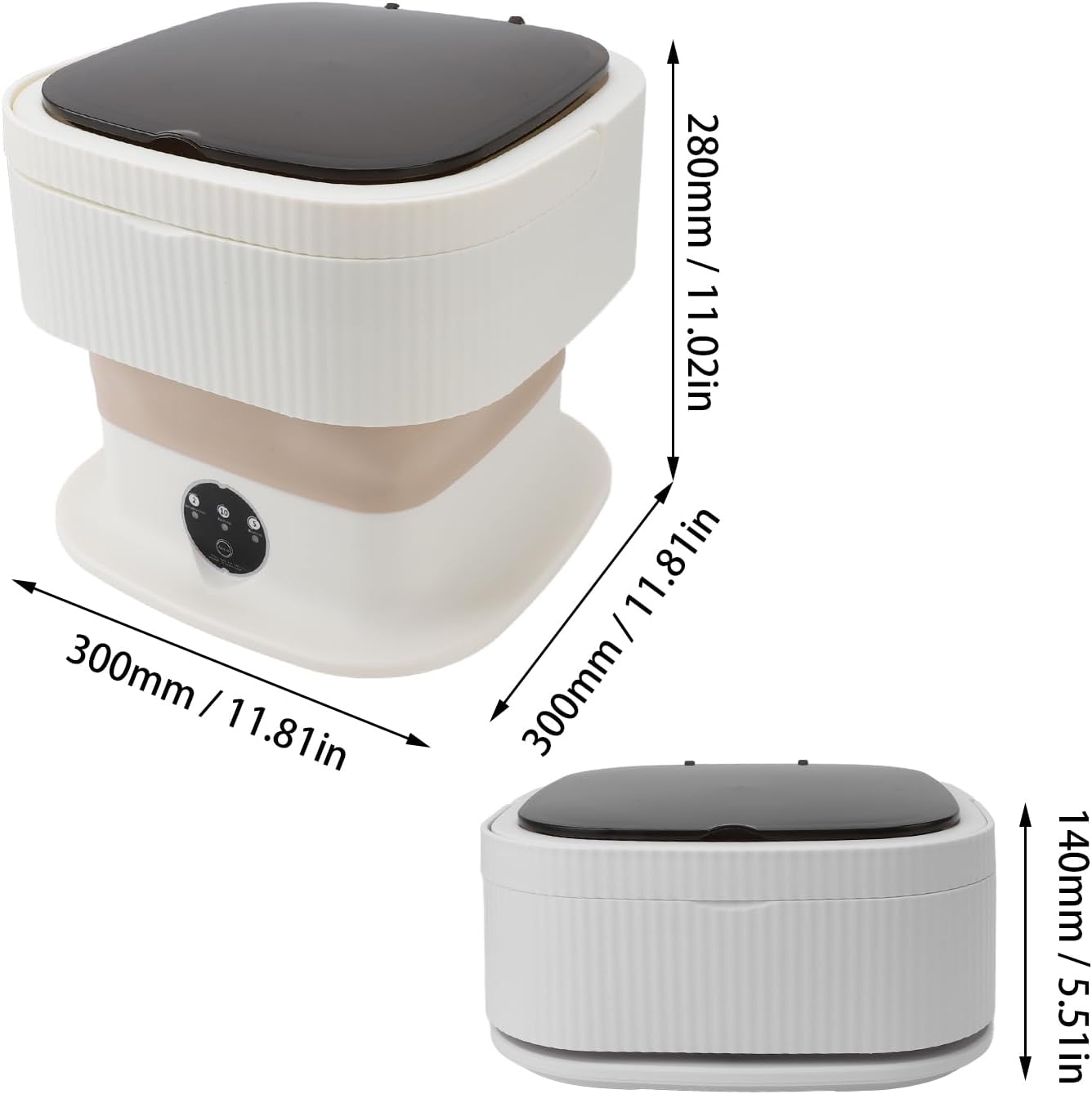 Mini Foldable Washer, Portable Washing Machine with 3 Modes Deep, Large 11L Capacity, Small Laundry for Travel, Apartment, RV (Khaki)