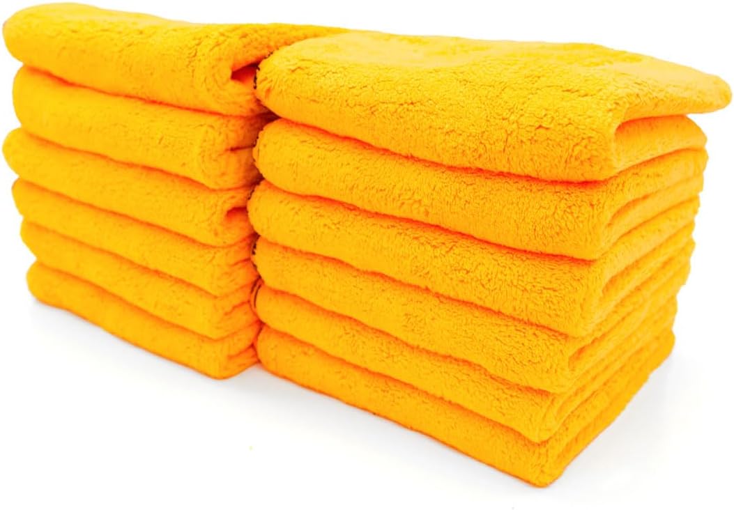 Optimum The Ultimate Detailing Towel – Microfiber Car Detailing Towel, 550 GSM, 16” x 16”, 70/30 Blend – 12 Pack, Orange