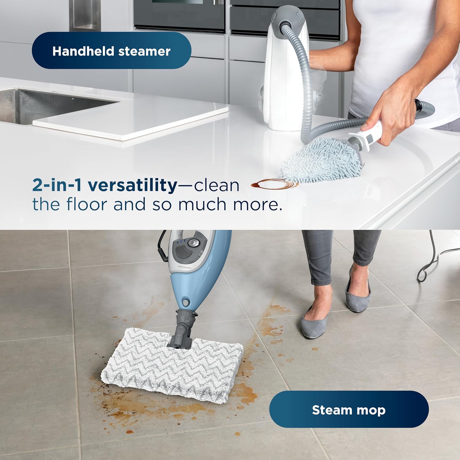 Shark Lift-Away 5-in-1 Steam Mop with Detachable Handheld Steam Cleaner, for Whole Home Cleaning including Sealed Hard Floors, Kitchens, Bathrooms, Upholstery, Cars, Grout & more, Blueberry, S3972BRN