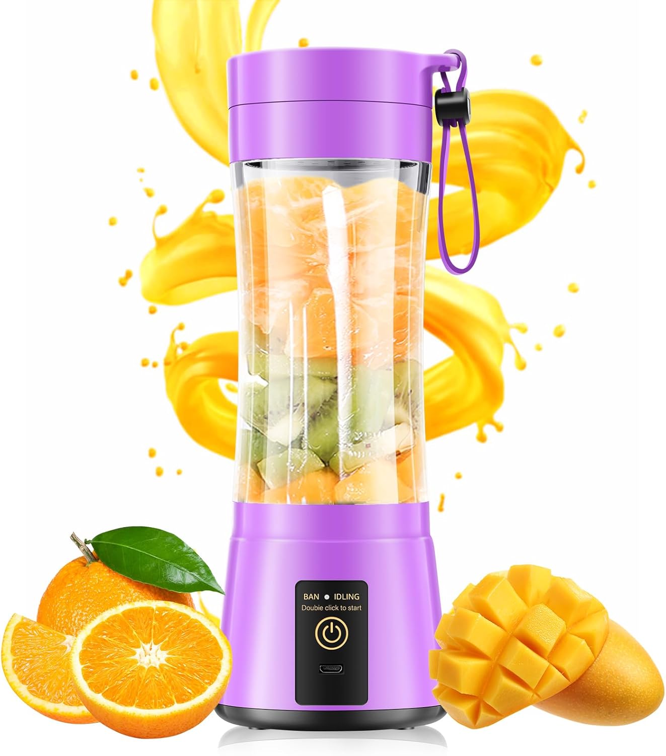 Portable Blender for Smoothies & Shakes - Cordless Personal Size Mini Blender with BAP Free Juice Cup, USB Rechargeable Suit for Sports/Picnic