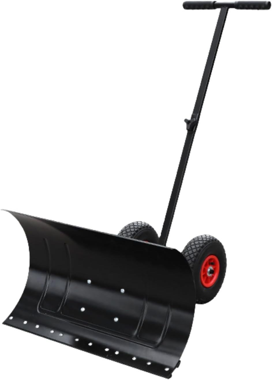 Snow Shovel，Adjustable Wheeled Snow Shovel，Single Pole Manual Snow Shovel,74CM Snow Shovel for Driveway,Height Adjustable Handle，for Driveway Pavement and Doorway Sidewalk Deck Clearing (74 * 42cm)