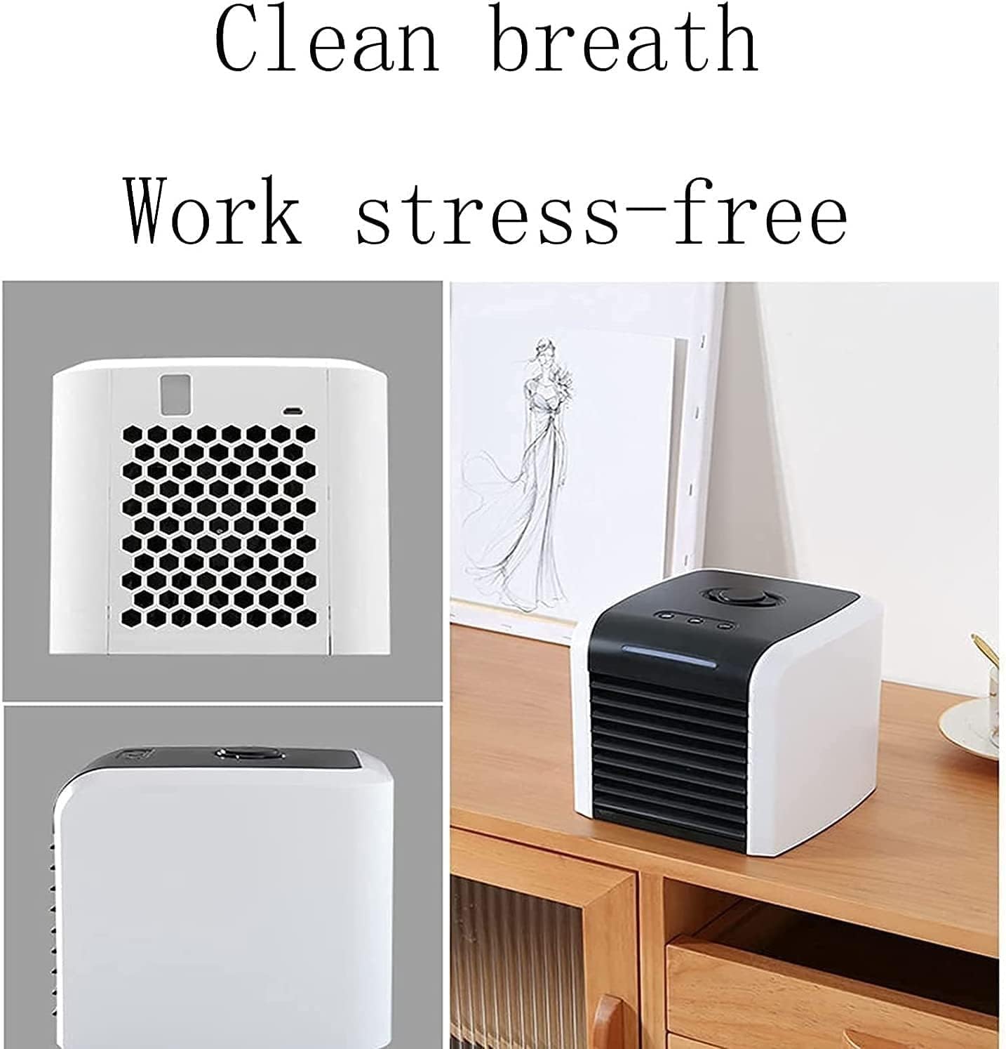 Personal Air Cooler, Small Desktop Cooling Fan, Personal Table Air Conditioner Fan for Home, Bedroom Room, Office, Dorm, Car, Camping