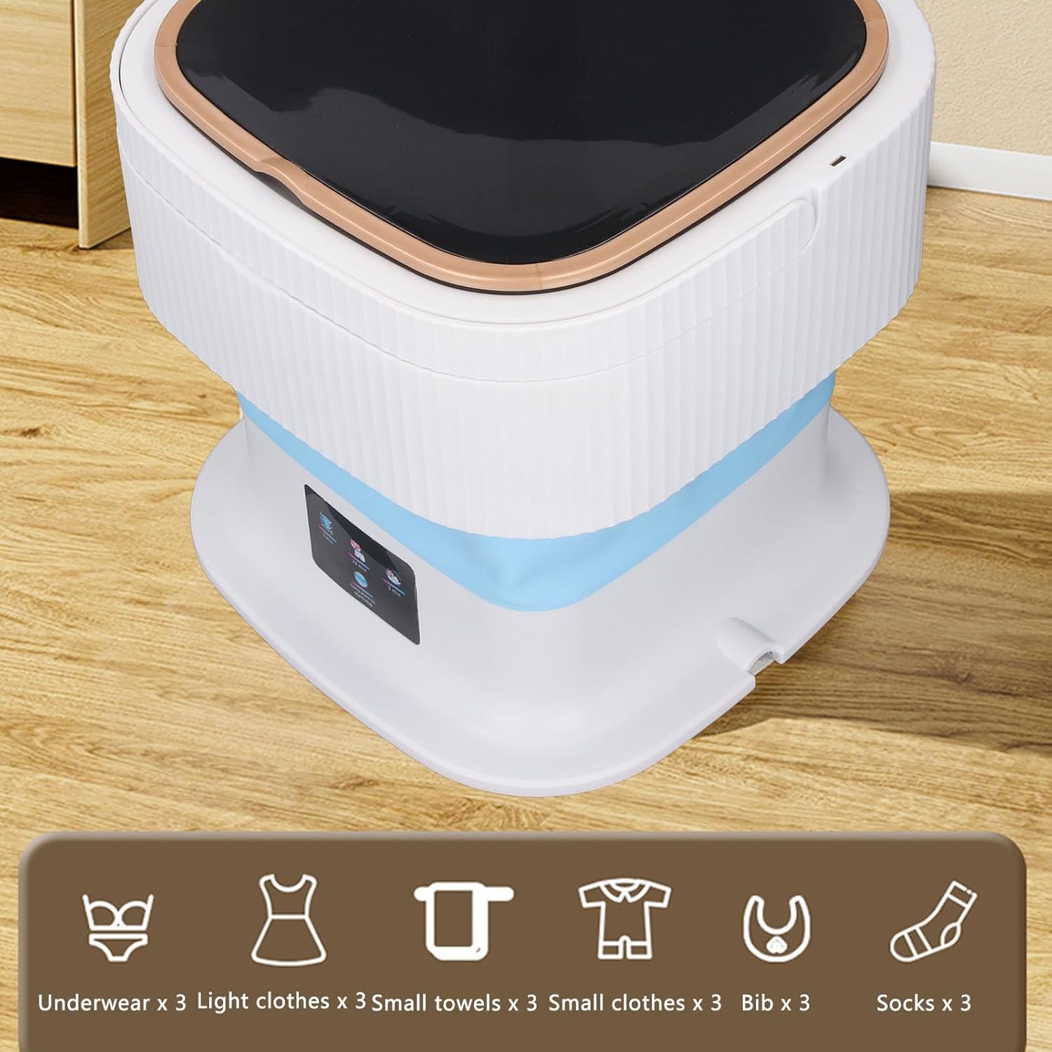 Pssopp Portable Laundry Washing Machine, 11.5L Underwear Baby Clothes Cleaner with Drain Hose for Small Space Dormitory Motorhome Use (US Plug)