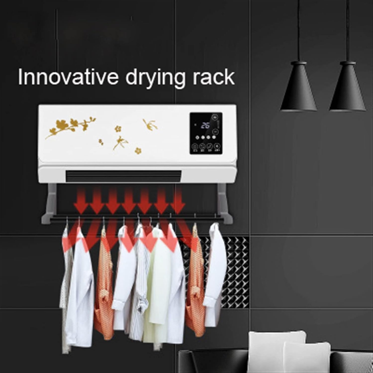 Electric Space Heater 2000W Wall Mounted Air Cooler Conditioner Heater Fan Heating Cooling Room Bathroom Waterproof Remote Timing Air Conditioning Fan Space Heaters