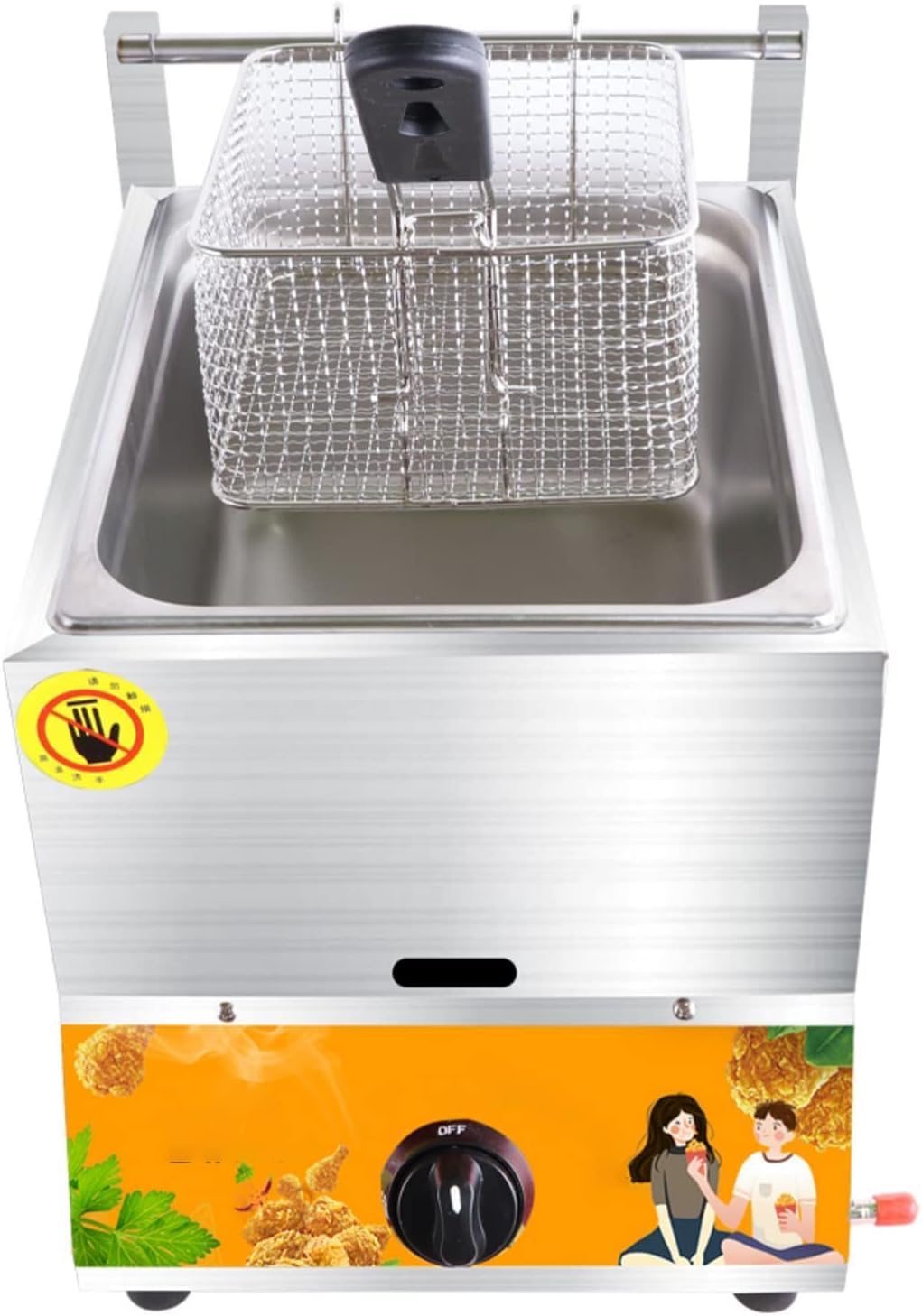 Large Propane Gas Fryer with Basket - Stainless Steel Outdoor Fryer with Lid for Kitchen & Restaurant, Perfect for Fast Food and Cooking Large Meals