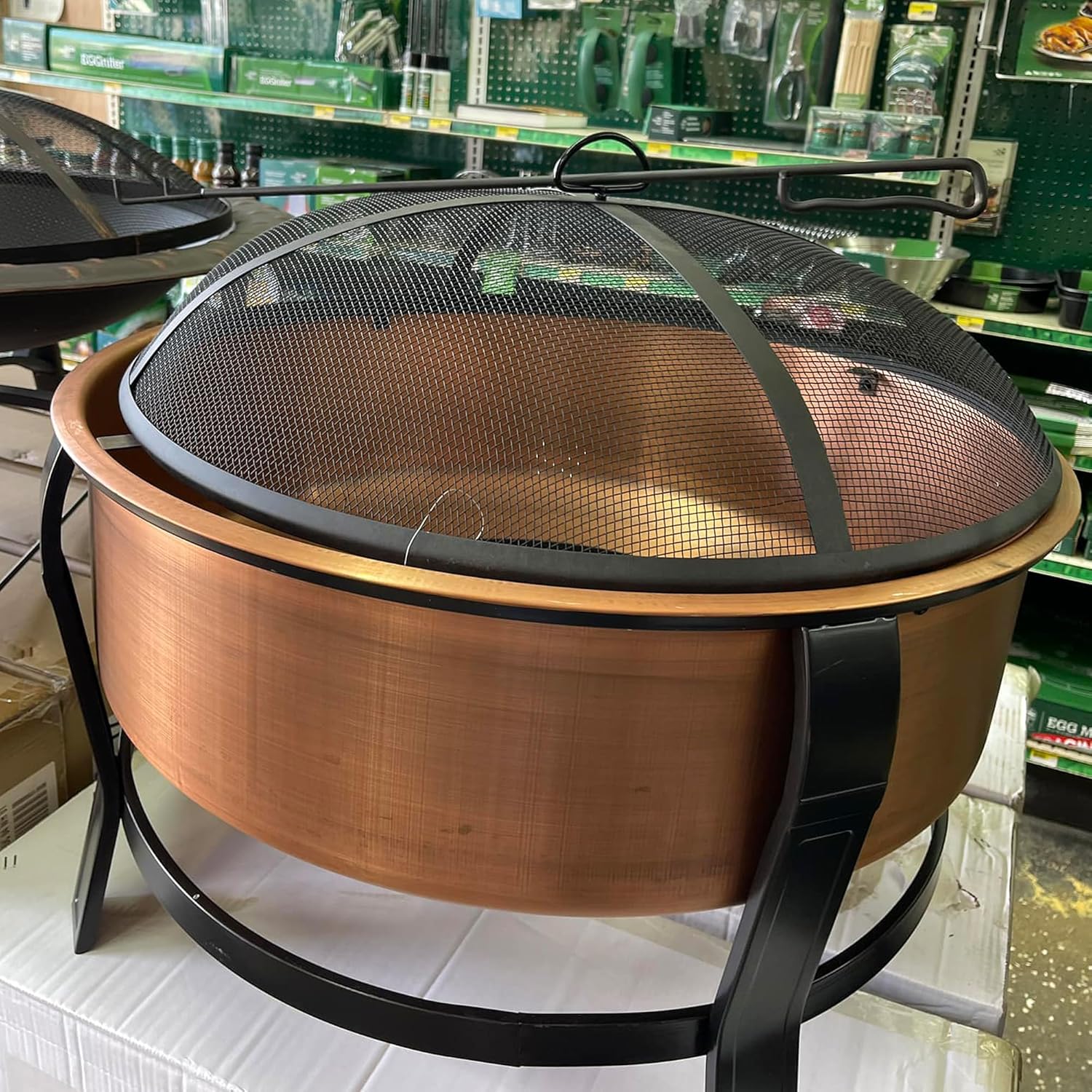 Four Seasons Courtyard FT-1103E Fire Pit, Copper With Black Accents, Screen + Poker, 30-In. - Quantity 1