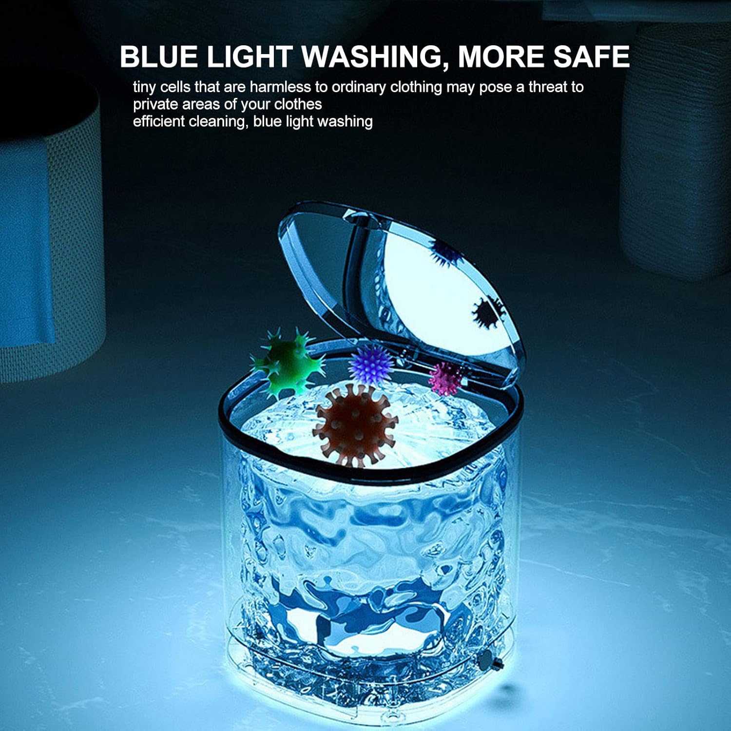 Pssopp Portable ABS 4.5L 2000mA 24W 12V Blue Light Household Portable Washer, Mini Washing Machine for T Shirts Underwear Socks, US Plug 100-240V, Efficient