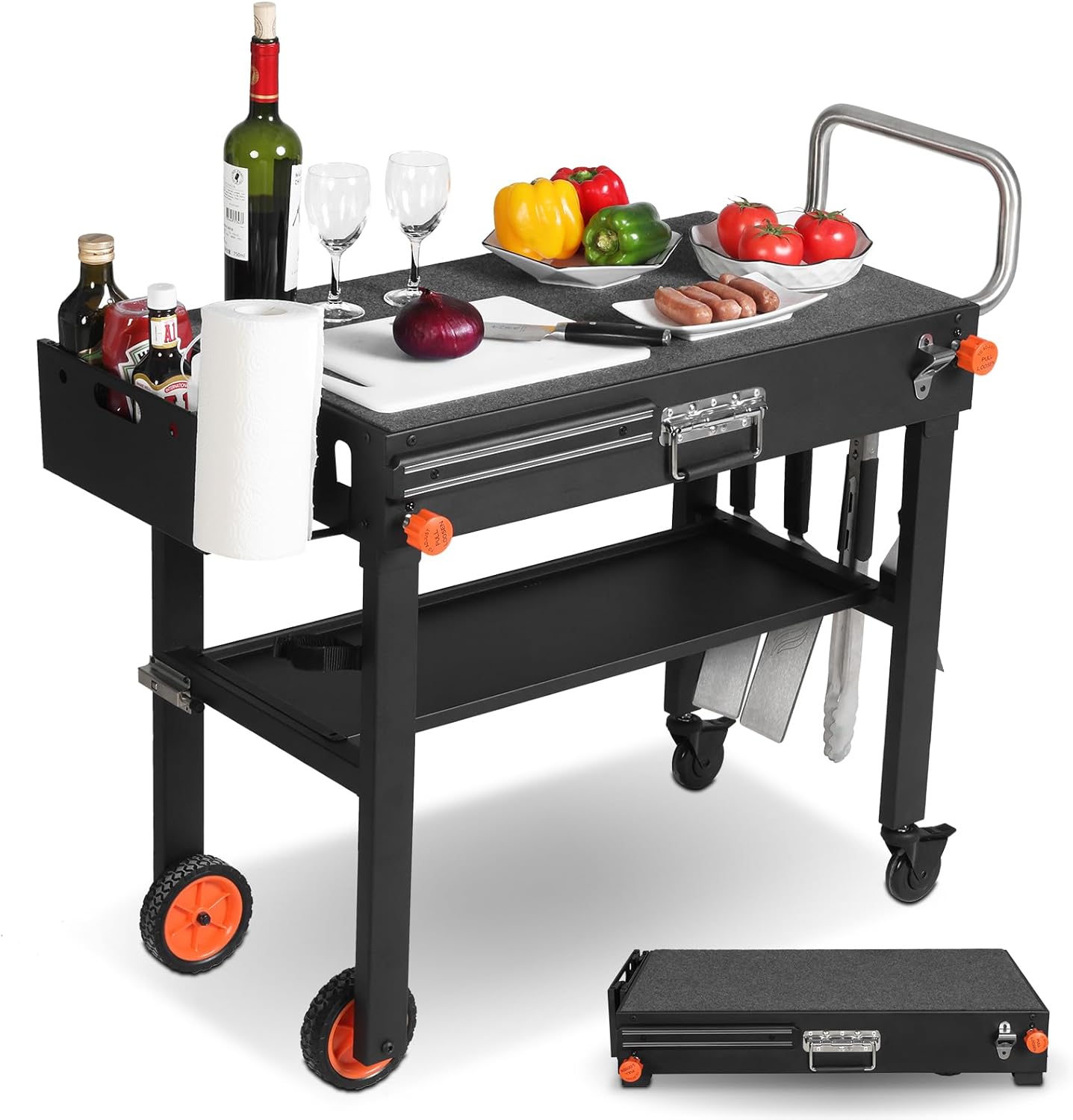 Outdoor Grill Cart - Foldable Grill Table, Blackstone Griddle Stand for 17