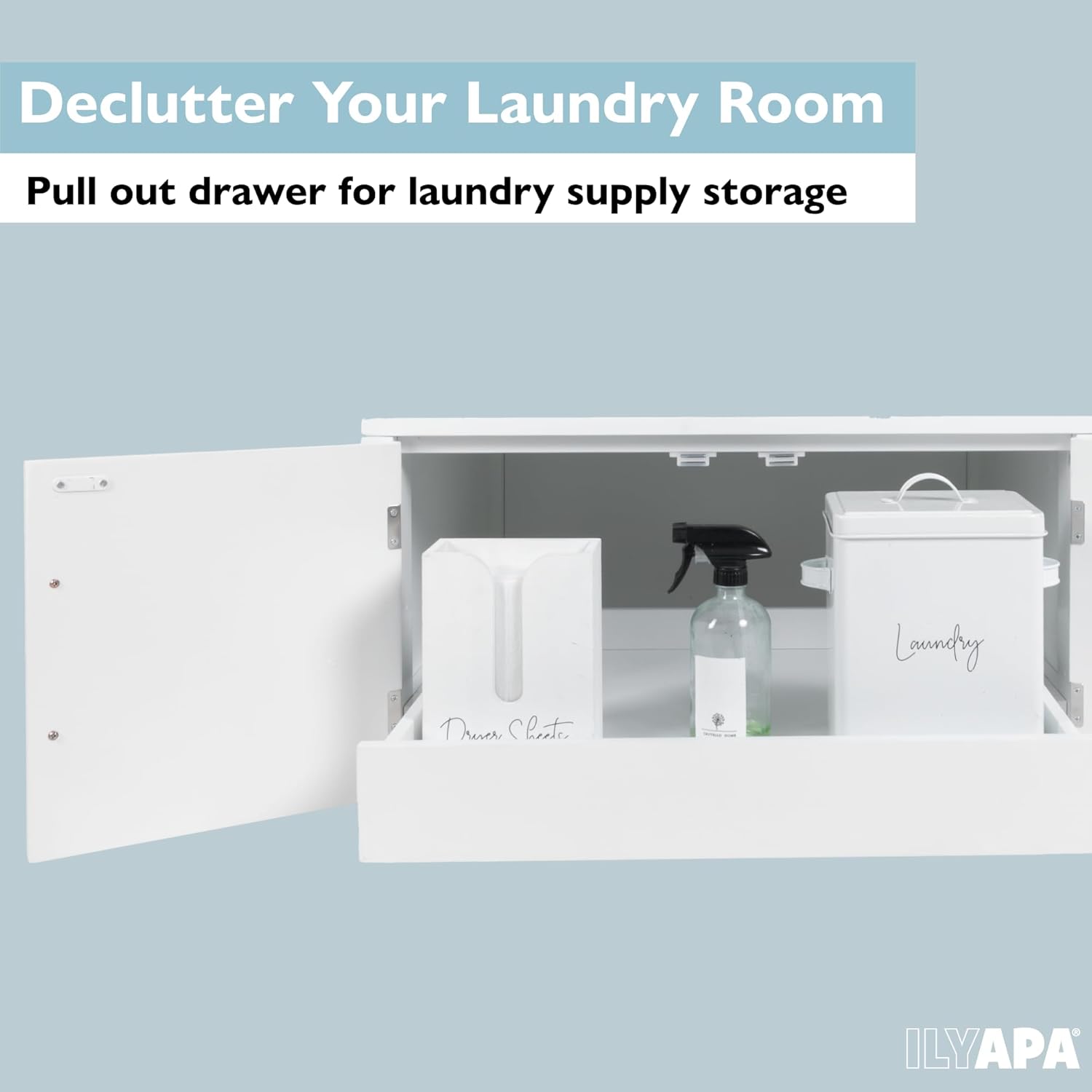 Ilyapa Washer and Dryer Stand - Universal Wooden Laundry Pedestal with Drawer - Compatible with Samsung, LG, GE, Maytag - 28x28x14 in. Patent Pending