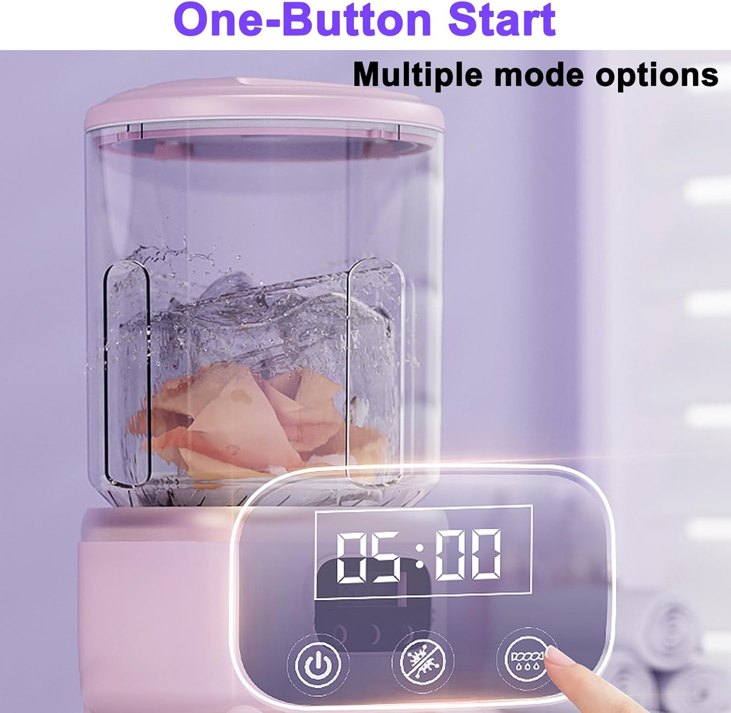 Fully Automatic Mini Washer With Drain Basket And Pipe, Portable Washing Machine, 2L Capacity, Three Wash Modes For Bra Underwear Socks(Size:5.51 * 5.7 * 9.44in,Color:pink)