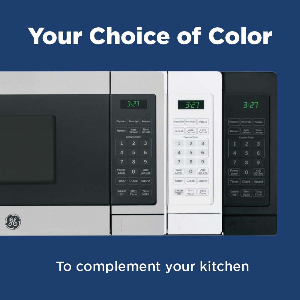 GE Spacemaker Countertop Microwave Oven, 0.7 Cu. FT, 700W with Removable Turntable, 6 Auto Menus, Instant On Controls, Easy Auto or Manual Defrost, Optional Hanging Kit, Stainless Steel