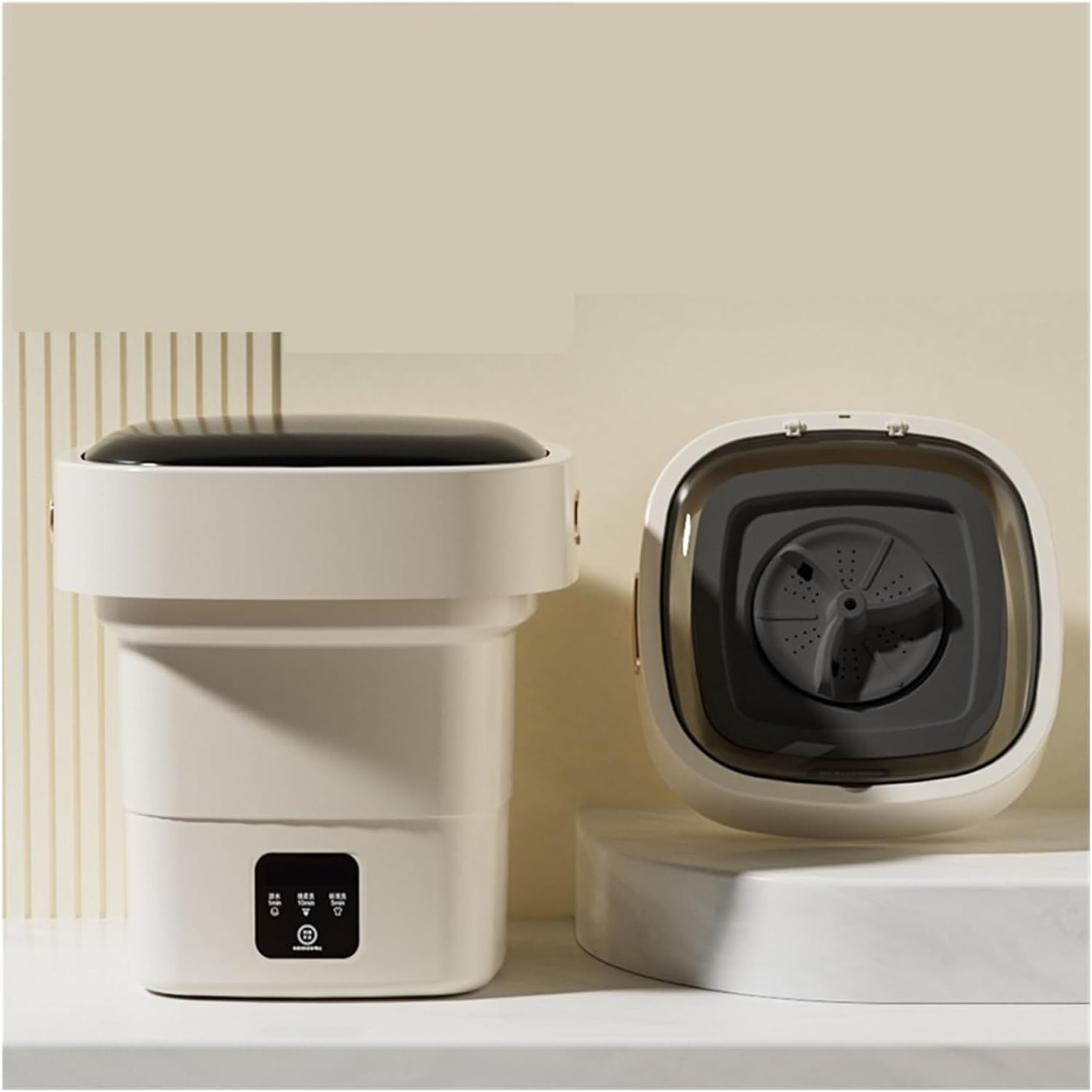 Portable Washer, Portable Washing Machine,Folding Washing Machine, Deep Cleaning Underwear, Small Clothes,for Apartments, Homes, and Dorms(Off white)