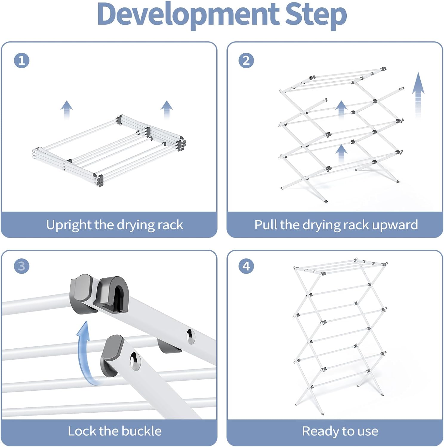 APEXCHASER Clothes Drying Rack Foldable, Laundry Drying Rack 3 Tier, Foldable Metal Clothing Dryer for Cloth Towel Shirt, Collapsible Clothe Horse Compact Storage, Clothes Airer Indoor Outdoor, White
