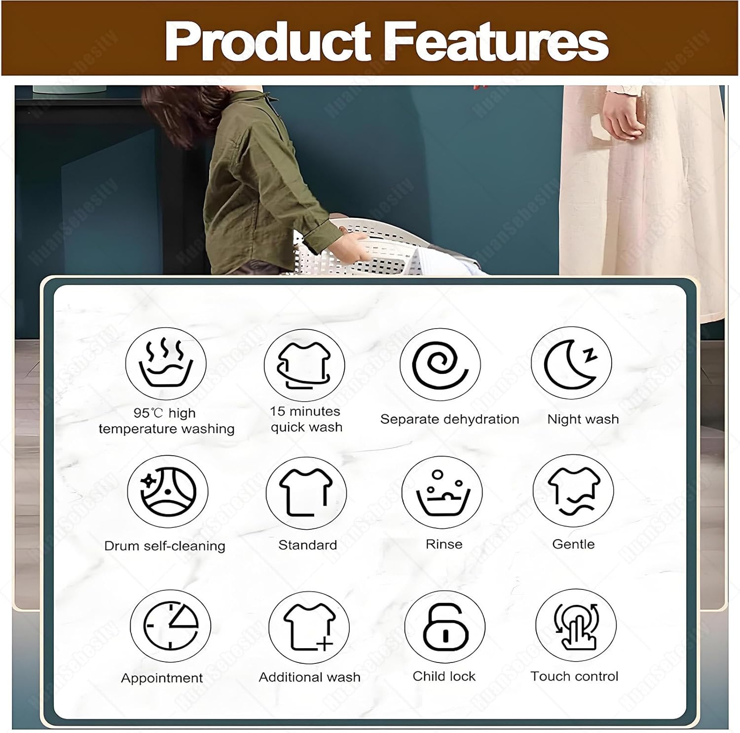 Automatic Wall-Mounted Washing Machine,3kg Portable Compact Small Household Wsaher,Dormitory Travel Washing Machine,Drum Inverter Washing Machine for Bathroom LightGreen