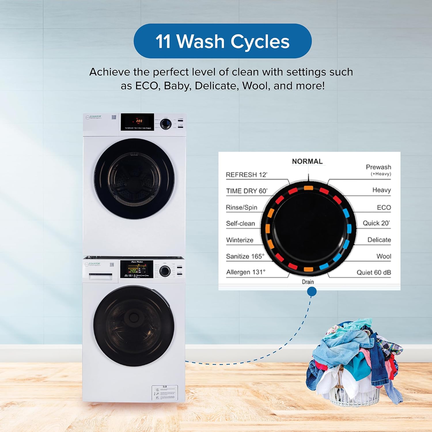 Equator DELUXE Matching LAUNDRY SET Washer 1.9 cu.ft 110V +Vented Dryer 4 cu.ft 220V (Side by Side)