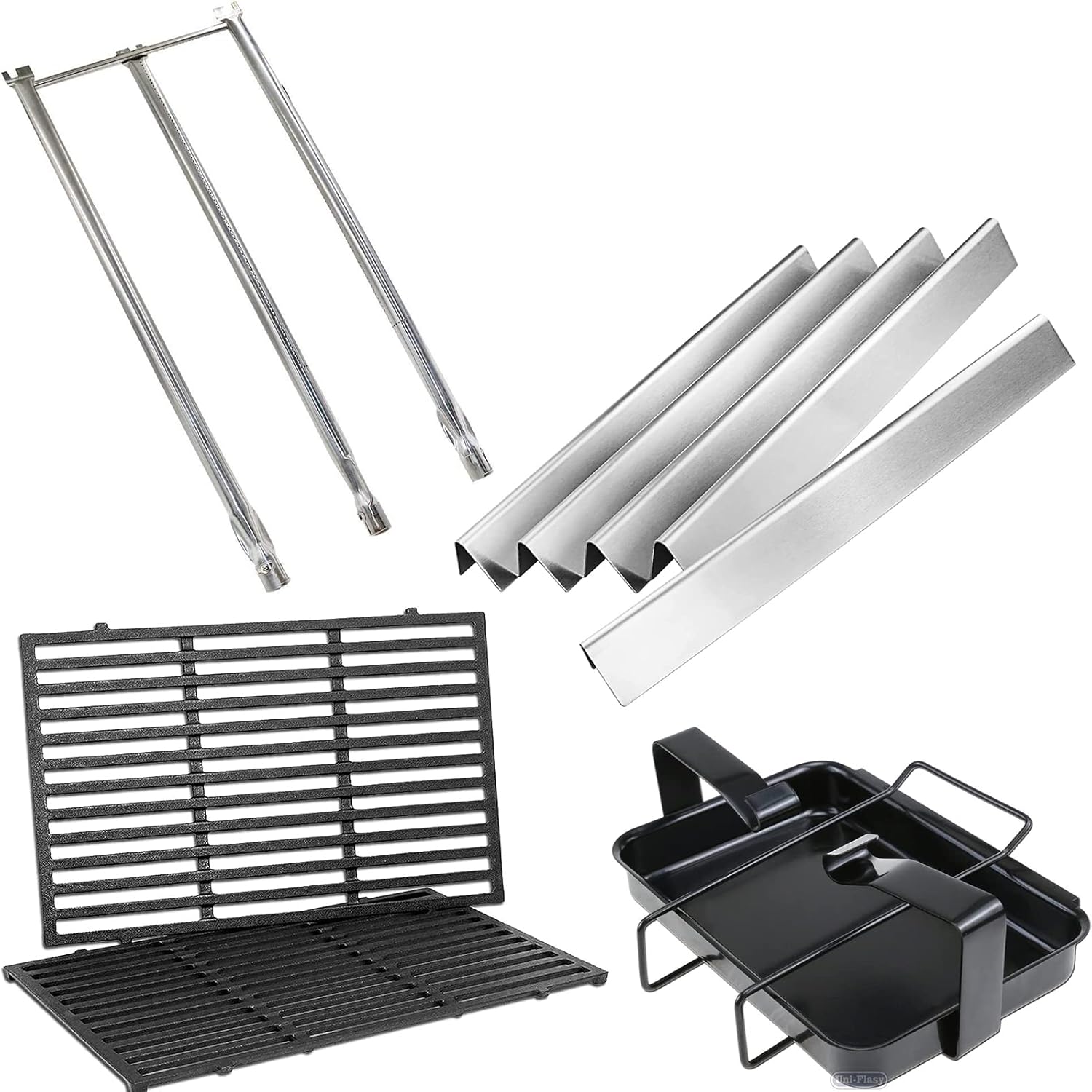 Uniflasy 7508 Grill Burner Tube 7515 Catch Pan 7537 Flavorizer Bars Cooking Grates for Weber Genesis Silver B/C Gold B/C Spirit 700