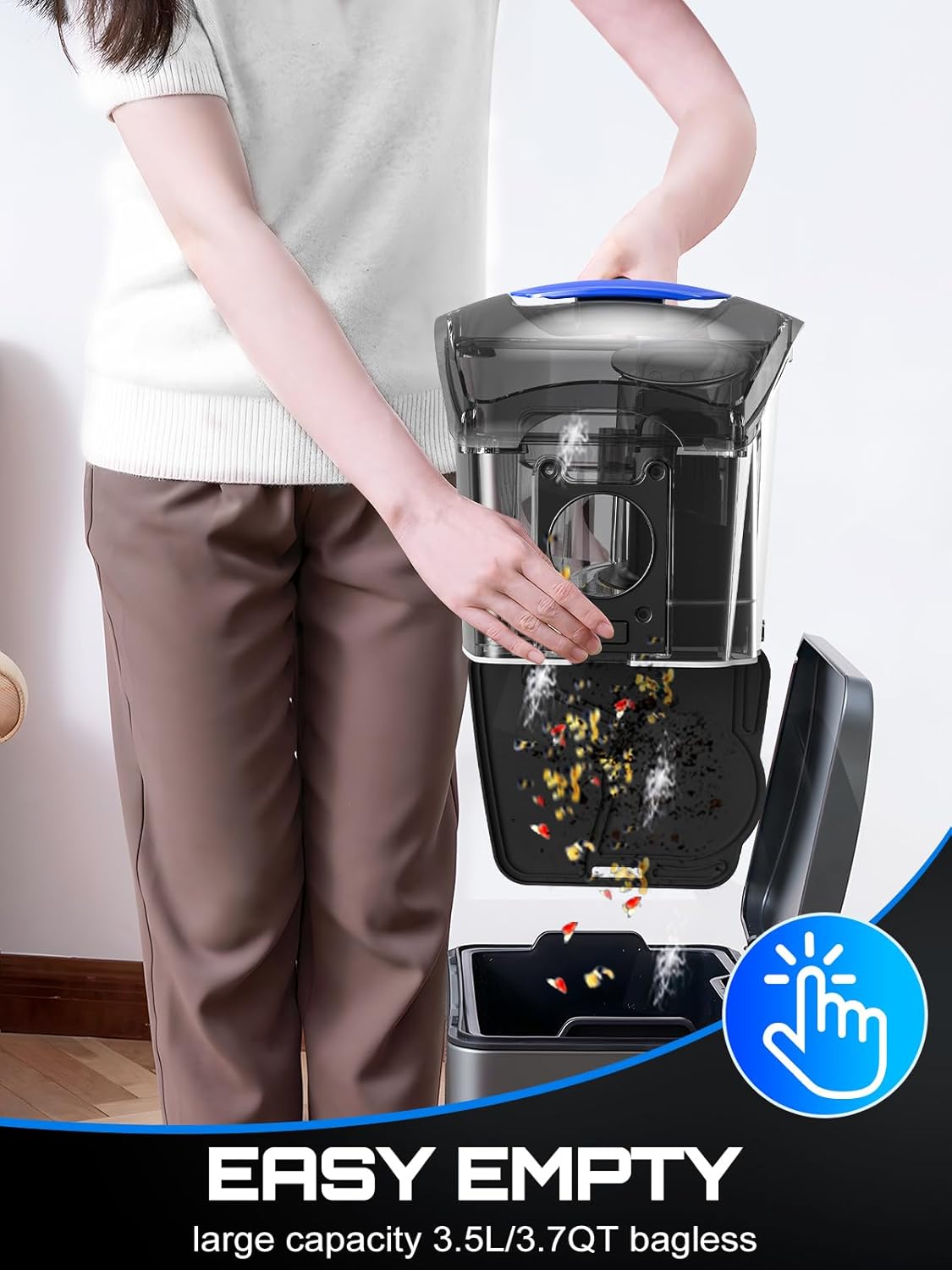 Canister Vacuum Cleaner, 40Kpa 1600W Cyclon Power Bagless Canister Vacuum Cleaners for Home, 3.7QT Large Dust Cup, Lightweight Vac for Hard Floors, Carpets, Pet Hair, Blue