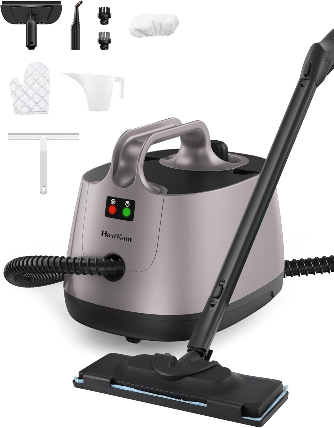 Steam Mops, Steam Cleaner with 21 Accessories, 5 Minutes Fast Heating, Multipurpose Portable Canister Steamer for Floors, Carpet, Cars, Tiles, Grout Cleaning, Chemical-free, 1.5L Capacity
