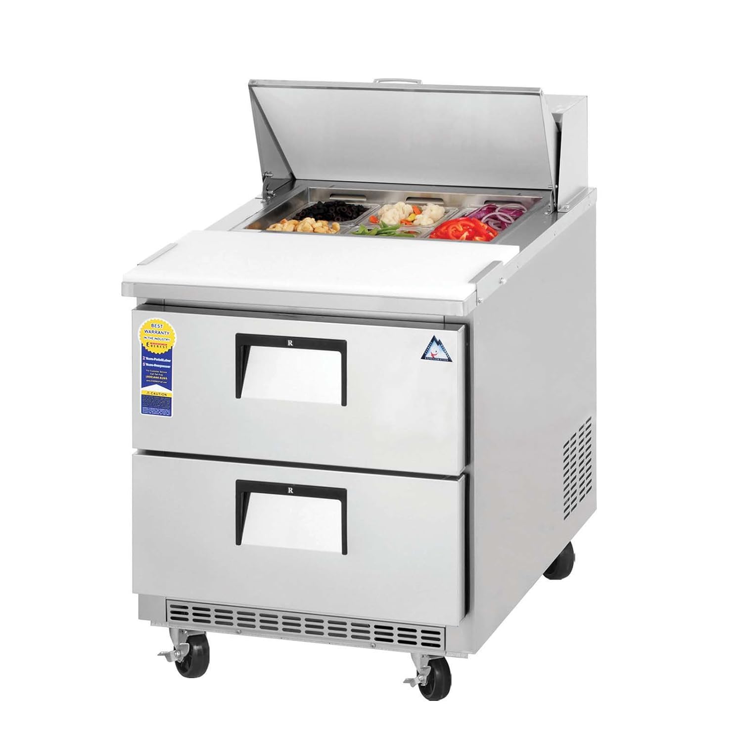 EPBNR1-D2 Open Top Prep Table 8 Pans, 115v, NSF - 8 cu. ft.