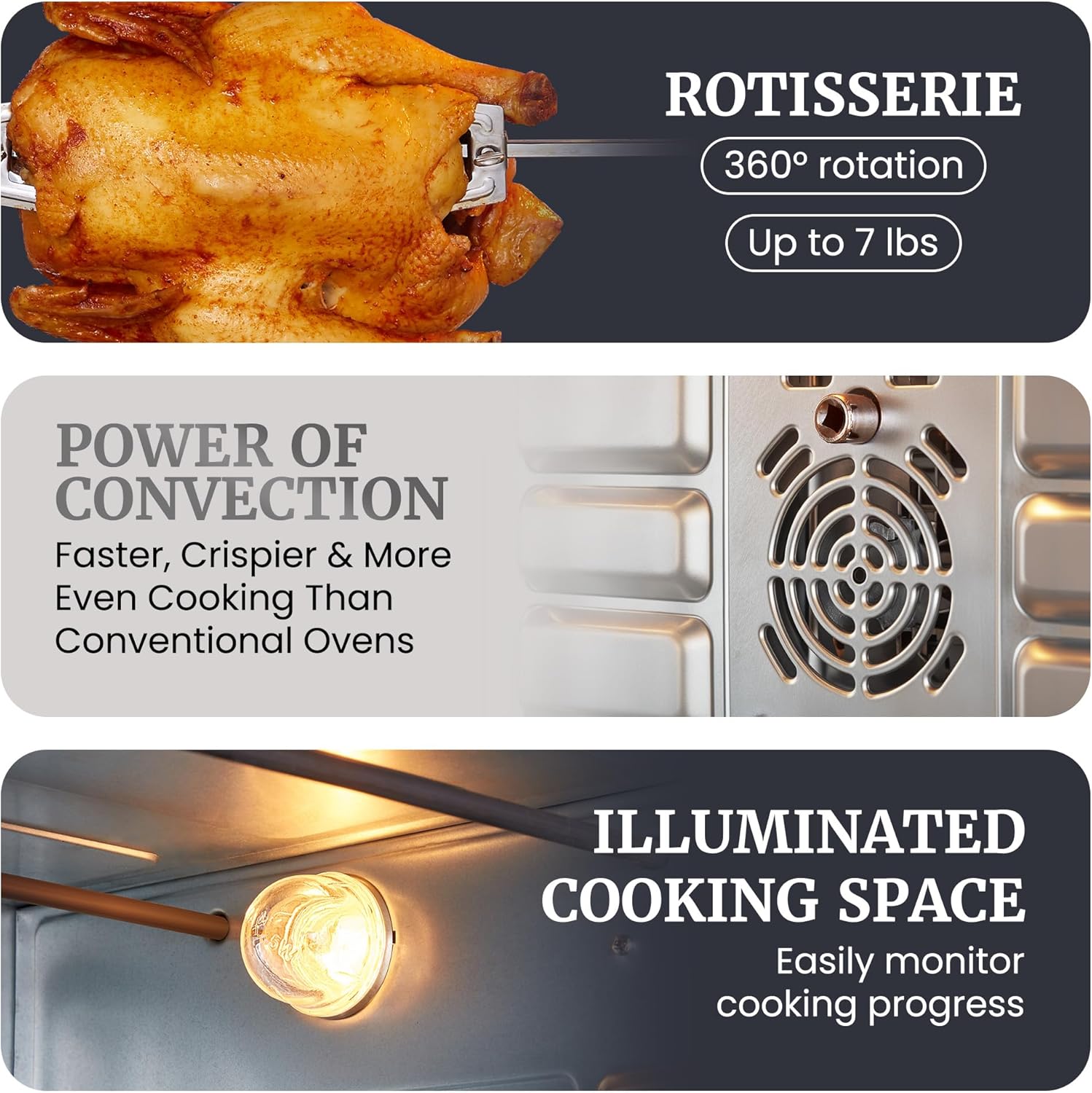 Elite Gourmet ETO-4510M French Door 47.5Qt, 18-Slice Convection Oven 4-Control Knobs, Bake Broil Toast Rotisserie Keep Warm, Includes 2 x 12