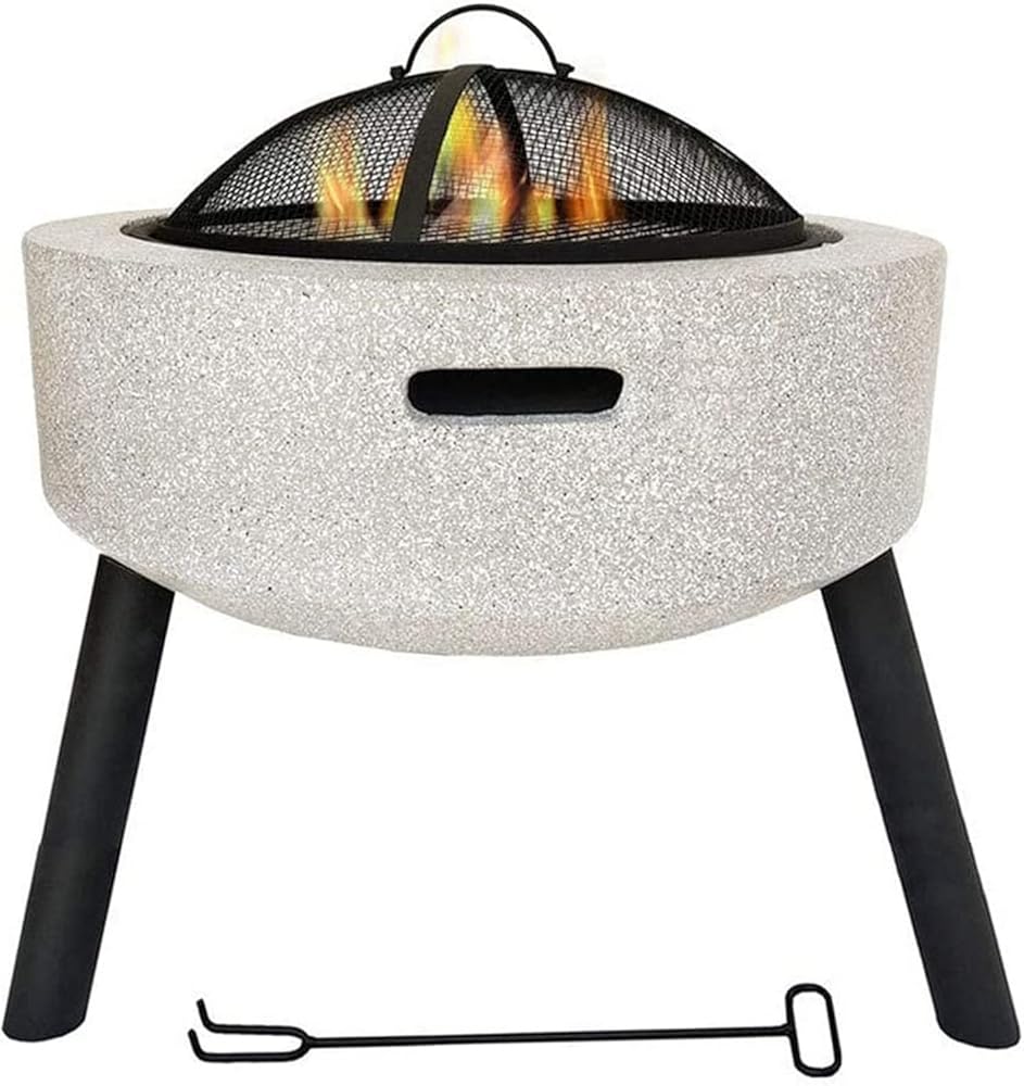 Outdoor Fire Pit Barbecue Grill,Fire Pit with BBQ Grill Shelf, Geo Fire Pit Bowl with Triangle Bracket Material Outdoor Garden Fire Grill Barbecue Rack