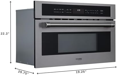 KoolMore Reserve 30 in. 1.6 cu. ft. Built-in Convection Microwave Oven with Air Fryer, 10 Power Levels, Sensor Cooking, Bake, Roast, Broil, Defrost, 1750 Watts, UL Certified in Black Stainless-Steel