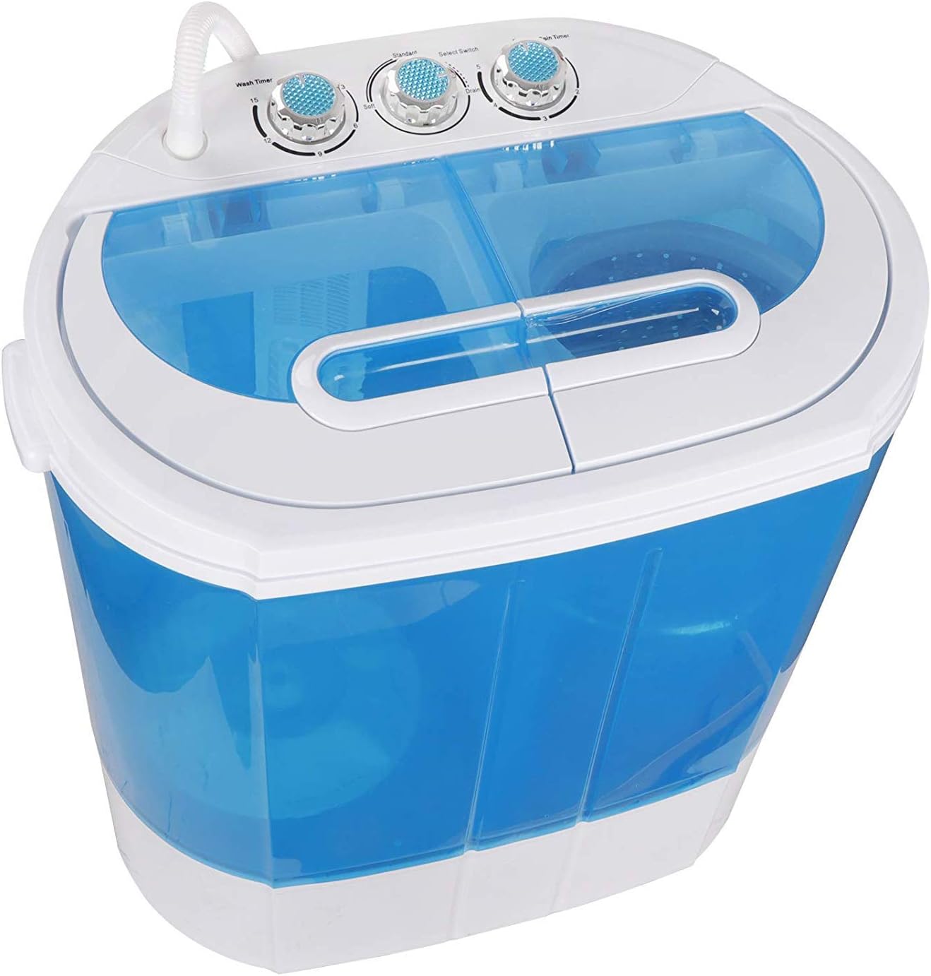 HomGarden Portable Washing Machine, Mini Compact Twin Tub 9.9 lbs Laundry Washer Spain Spinner Washing Machine, Gravity Drain Pump and Drain Hose