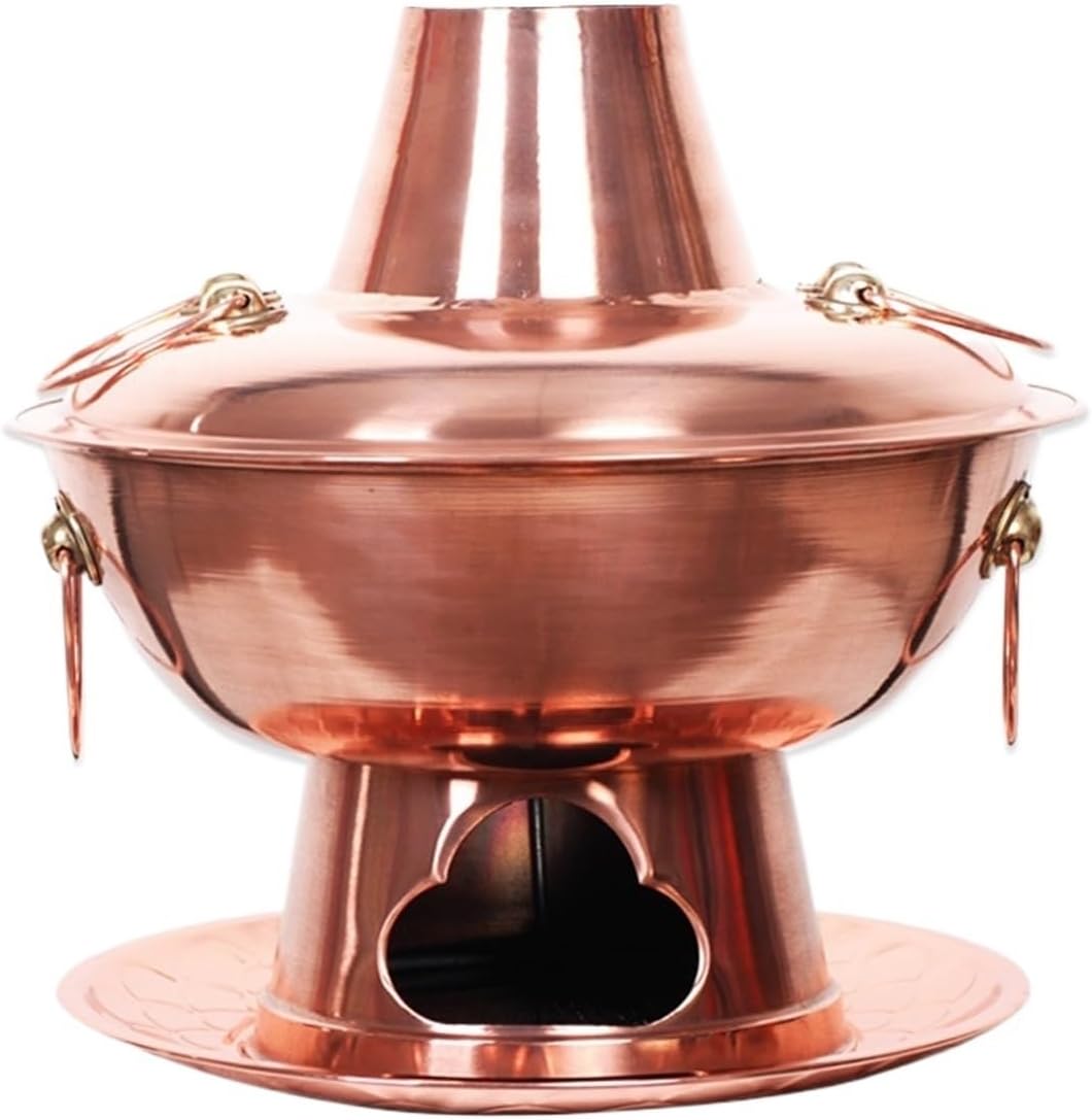 Charcoal Hotpot for Cooking Traditional Old Beijing Copper Clear Soup Charcoal for Family Friend Cooking Pot Kitchenware (A 28cm)