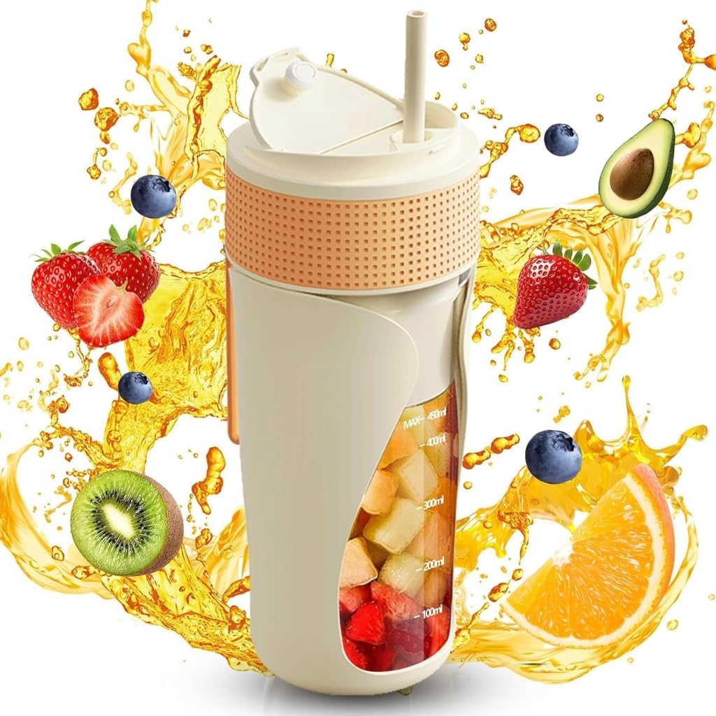 Portable Blender Cup with Ice-Crushing Fruit Veggie Juicer Cup for Home Camping