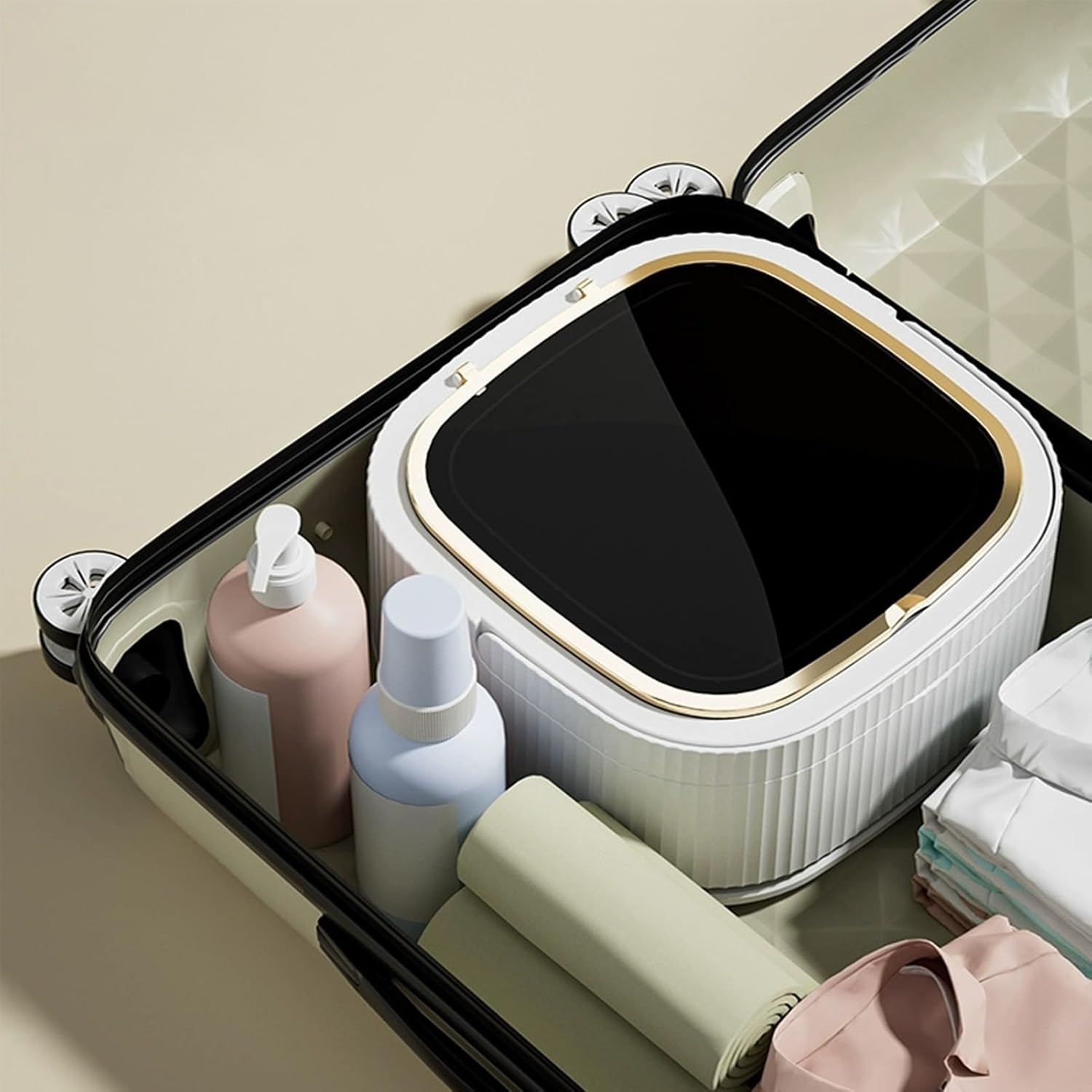 Portable Washing Machine,Mini Washer, 2-in-1 Smart Foldable Collapsible Washer, Small Washing Machine, for Baby Clothes, Underwear, Travel & Camping(Khaki,18L)