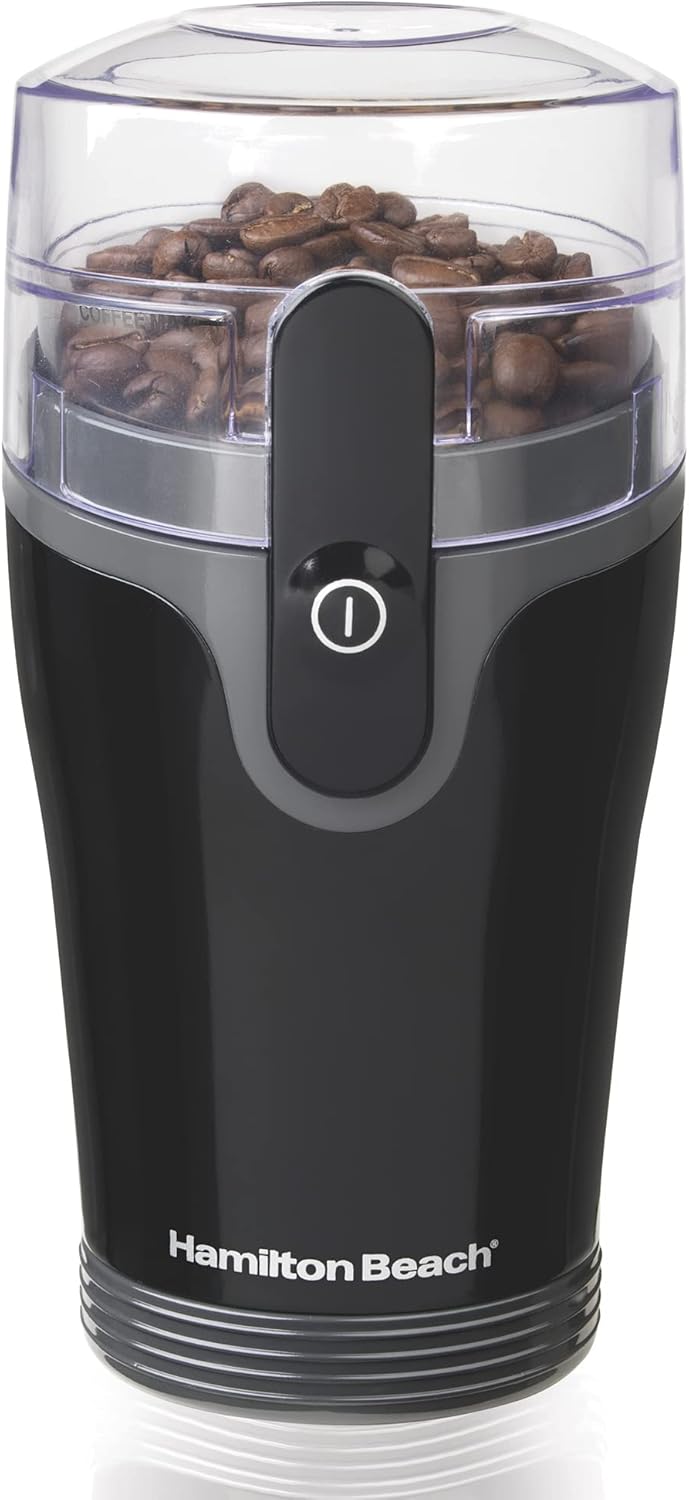 Hamilton Beach Stay or Go Blender with 32oz Jar, 8oz, Black and Silver (52400) & Fresh Grind Electric Coffee Grinder for Beans, Spices and More, Stainless Steel Blades, Removable Chamber, Black