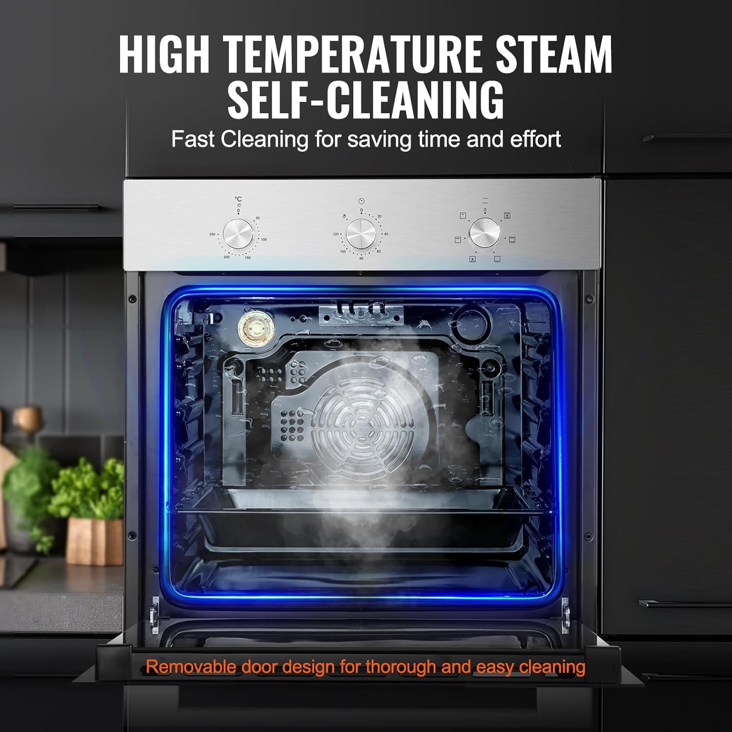 VEVOR Single Wall Oven, 2.68 Cu.Ft Electric Wall Ovens with Timer, 24