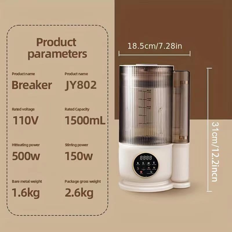 Nut Milk Maker & Multi-Function Blender, 50oz/1.5 L Automatic Homemade Almond Soy Oat Milk Maker with Self-Cleaning, Heated Boil Function, Soundproof Design, 12 Blades & Portable Pitcher