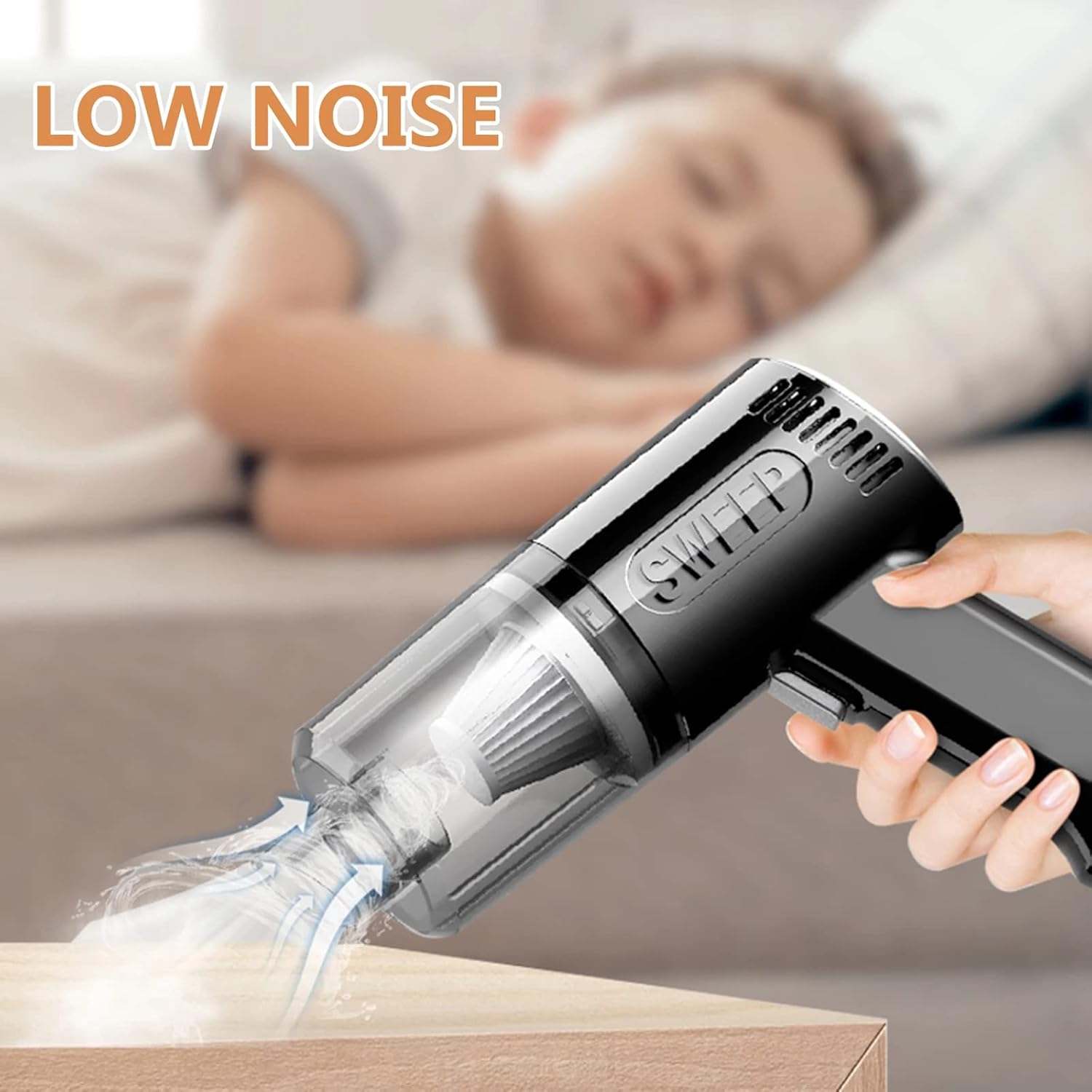 9000PA Wireless Car Handheld Vacuum Cleaner Portable Powerful Auto Suction Clean Smart Cordless Cleaning Accessories for Car Interior, Home, Office,Black,Wired