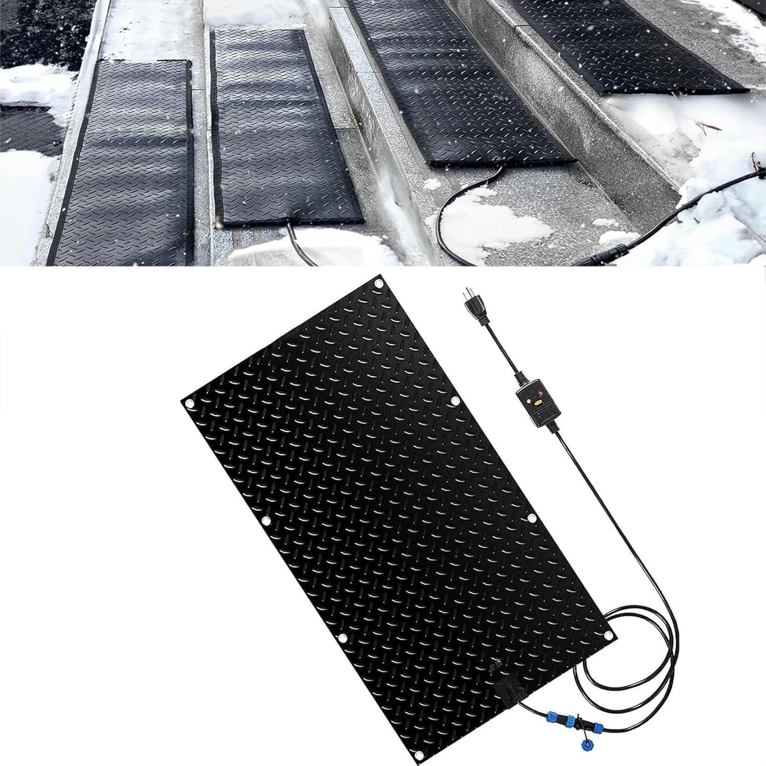 AMNOOL Snow Melting Walkway Mat Roof Heat Panel for Ice Dams Non Slip Rubber Heated Mat Black Roof Heated Outdoor Mats for Winter