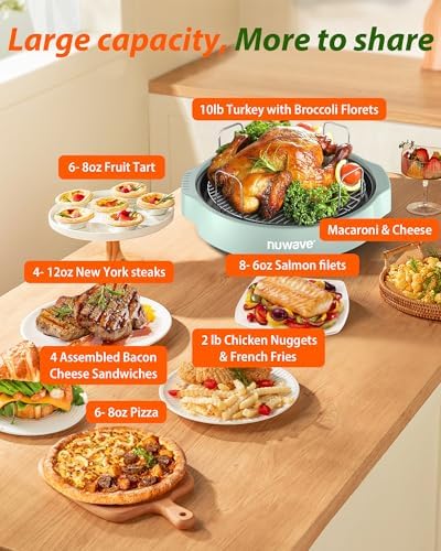 Nuwave Oven Pro Plus Air Fryer, Infra-Red Countertop, 2025 Advanced Convection, No Defrosting or Preheating, Cook Fresh or Frozen, Durable Power Dome, 100 Presets & 50 Memory, PFAS Free, Mint Green