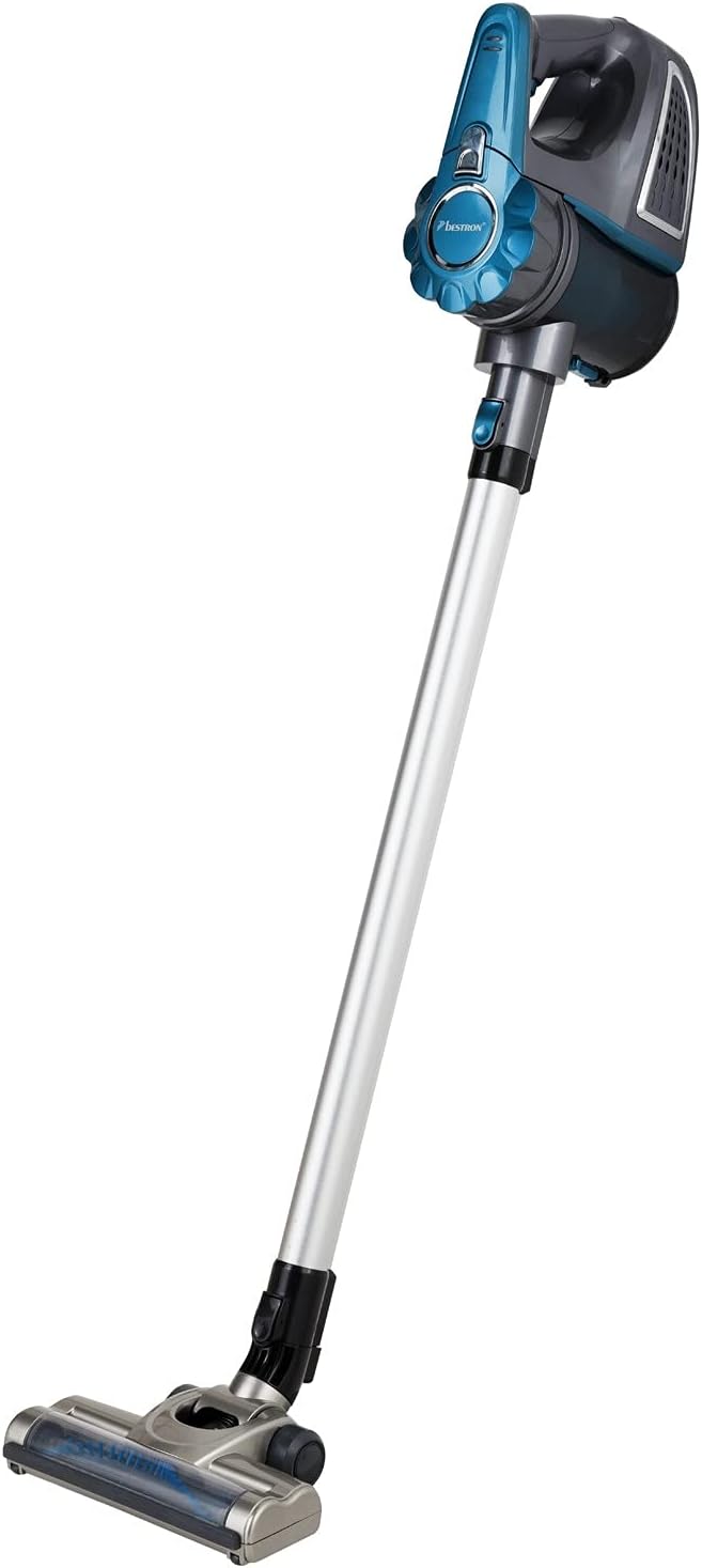 Bestron cordless handheld vacuum cleaner with rod, pouch, capacity: 0.6L, 120 watts, blue/grey