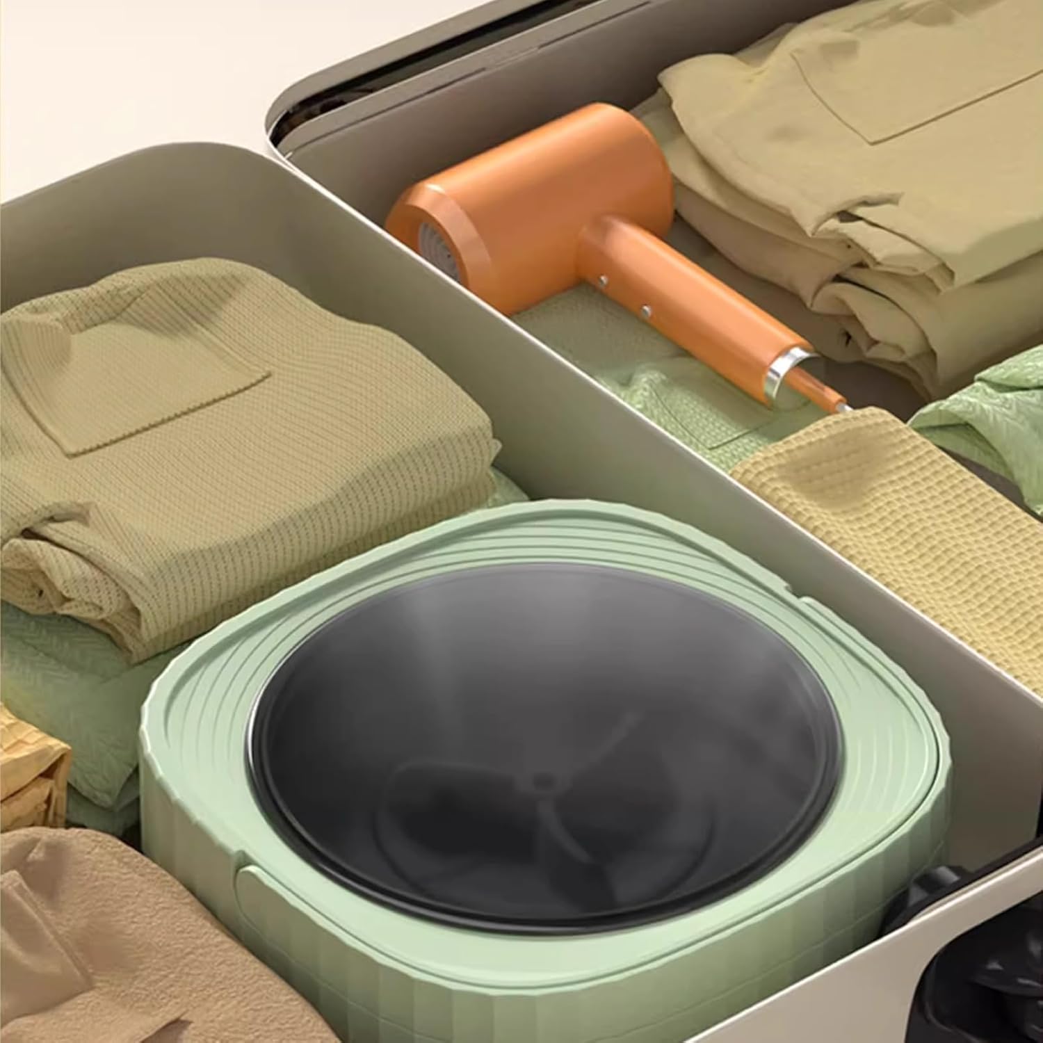 Portable Washing Machine, 2 In 1 Small Washing Machine, Foldable Collapsible Mini Washer and Spin Drying, Cleaning for Underwear, Baby Clothes, Sock, Small Delicates(Green,20L)