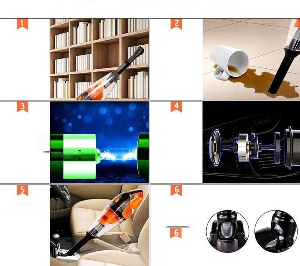 Wireless Vacuum Cordless Vacuum Cleaner, Powerful Suction Stick and Handheld Light Weight Bagless Large-Capacity Dust Cup Vacuum Ideal for Hard Floor Carpet Pet Hair for Home (Color : Orange