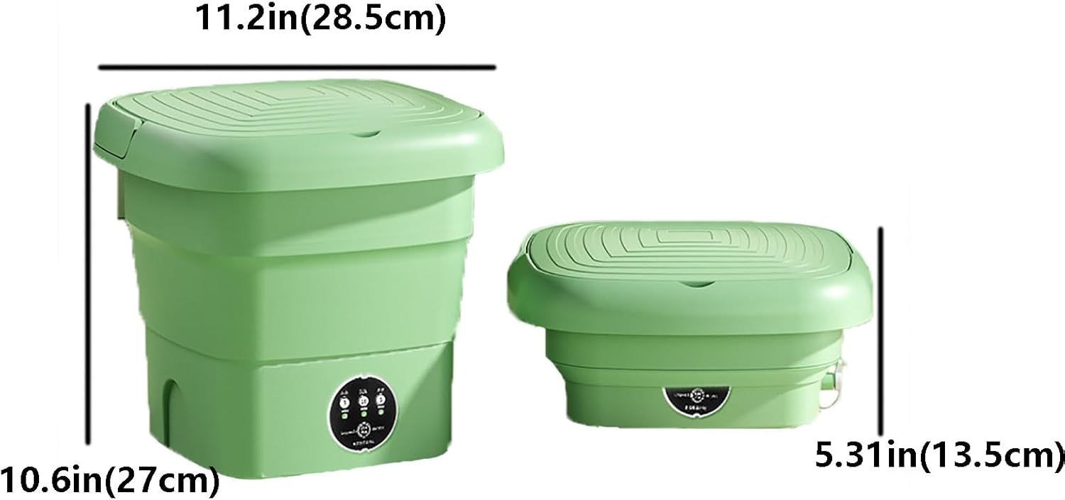 Portable Washing Machine, Collapsible Mini Washing Machine, Compact Baby Clothes, Underwear or Small Items Washing Machine, Apartment, Dorm, Camping, Rv Travel Laundry - Gift Choice, Green, Yellow, Pu