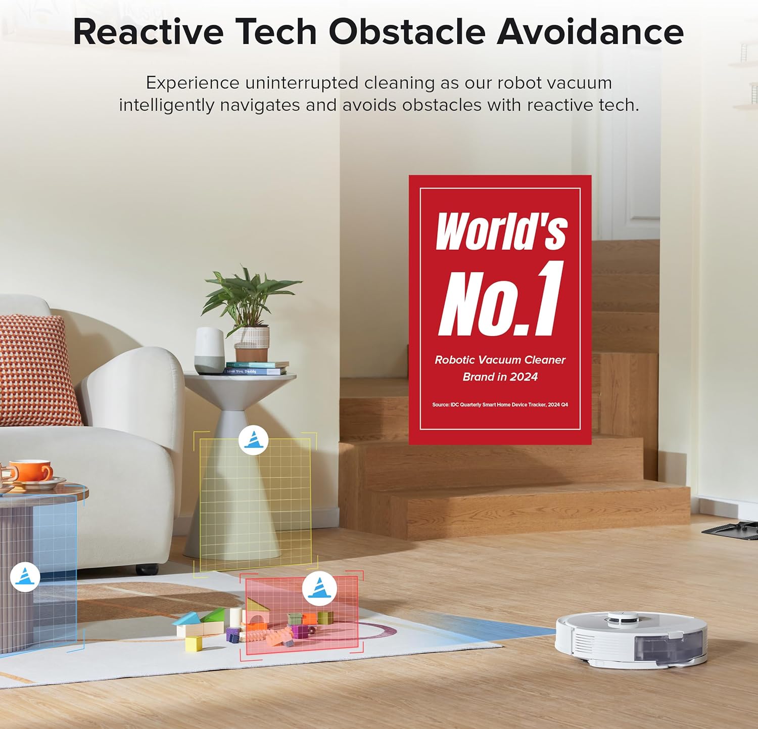 roborock Q8 Max+ Robot Vacuum and Mop, Self-Emptying, Hands-Free Cleaning for up to 7 Weeks, Reactive Tech Obstacle Avoidance, 5500 Pa Suction, DuoRoller Brush, APP-Controlled Mopping, White