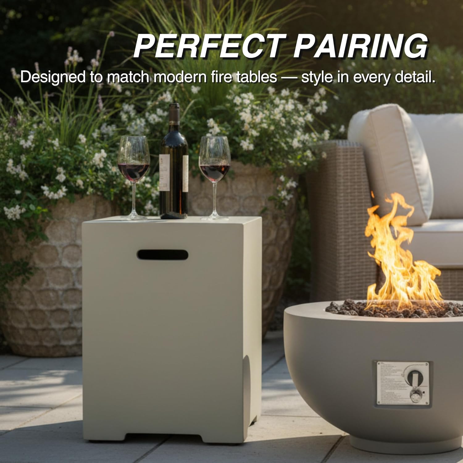 16 Inch Propane Tank Cover Concrete Design 20 LB Tank Hideaway Table For Gas Fire Pits And Patio Decor (Grey)