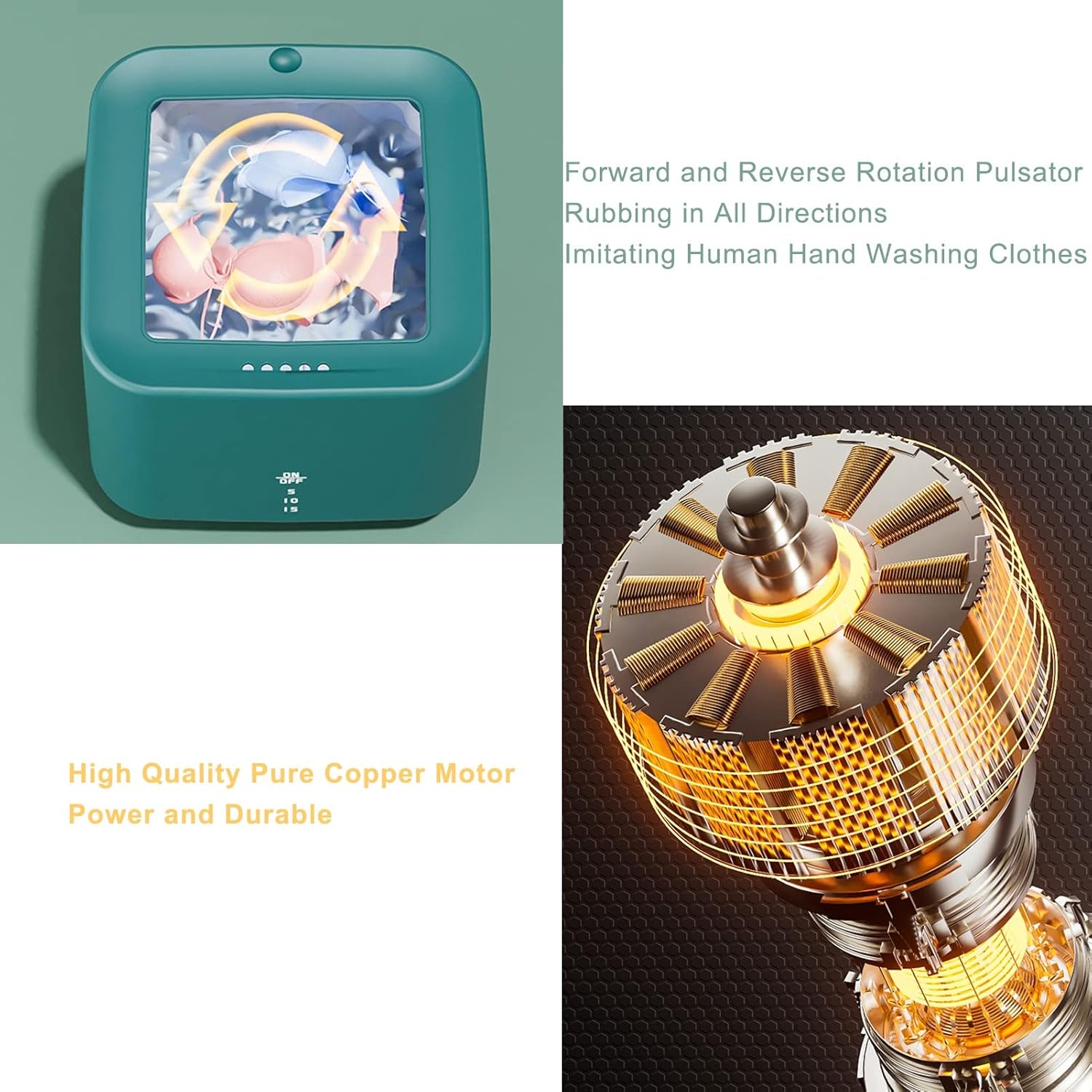 Portable Washing Machine, Mini Washing Machine for Clothes, Small Washer, for Underwear, Socks, Baby Clothes, Towels, Delicate Items (Color : Blue)