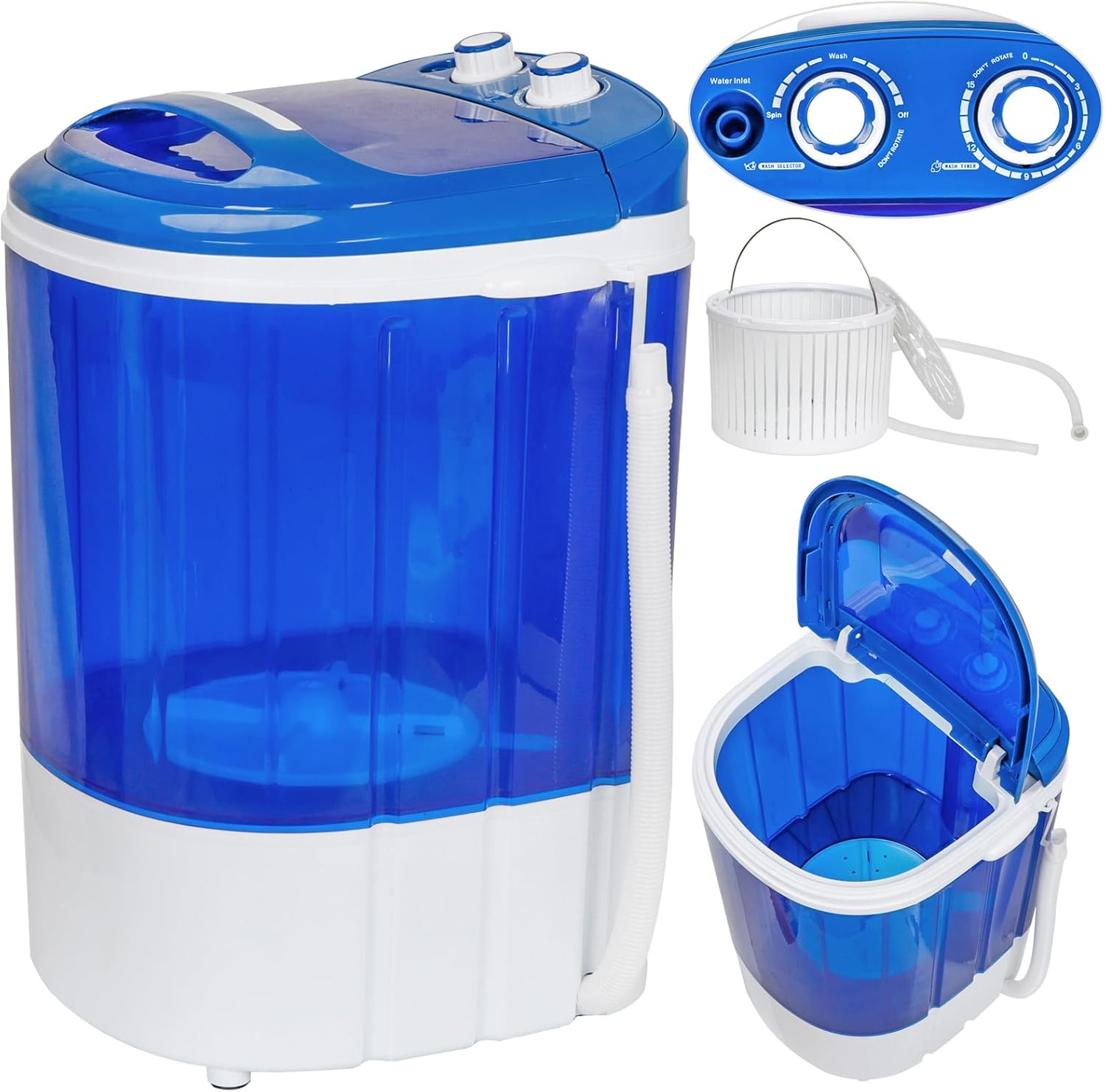 HomGarden 6.6lbs Portable Washing Machine Mini Washing Machine for Compact Laundry,ingle Tub Laundry Small Washer for Apartments, Dorms,Traveling, RV, Blue