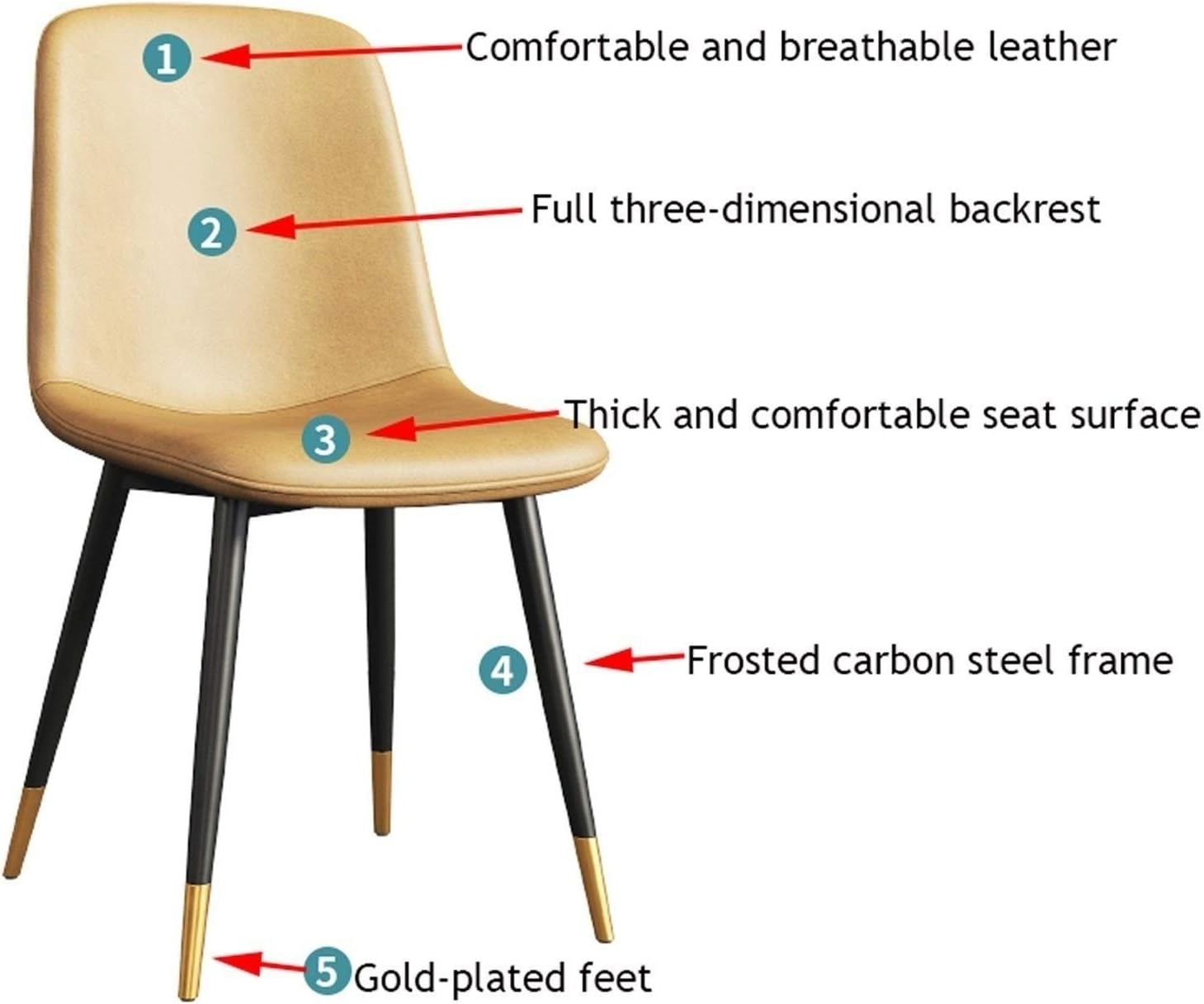 Modern Kitchen Dining Room Chairs Faux Matte Suede Leather Dining Chairs with Backrest Soft Cushion and Sturdy Metal Legs for Office Lounge Kitchen Bedroom (Color : Camel, Size : Gold feet)