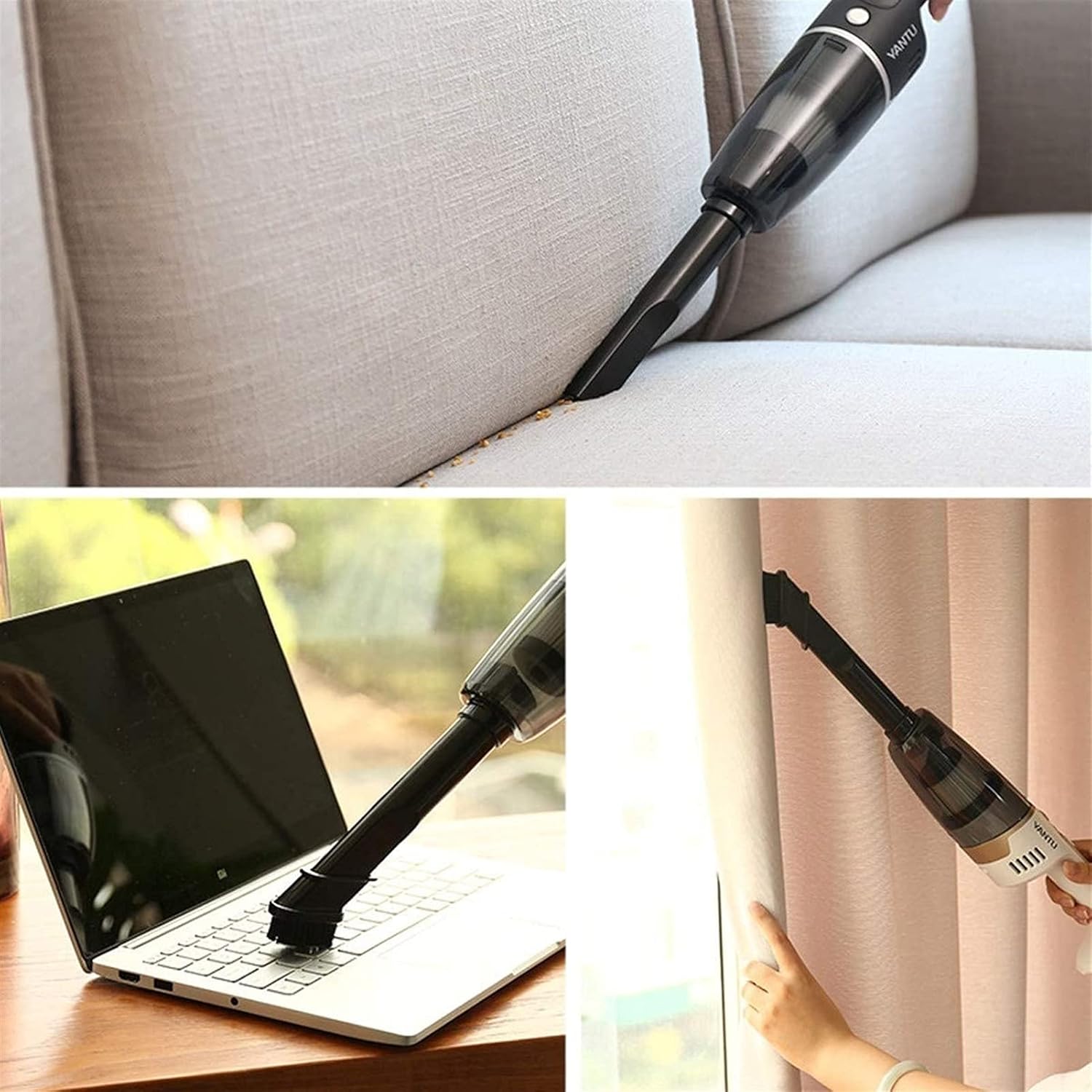 Handheld Lightweight Vacuum Cleaner Cordless,Portable Hand Held Vacuum with Strong Suction 4500PA,Low Noise USB Charge Car Vacuum for Home Car (Color : Black)